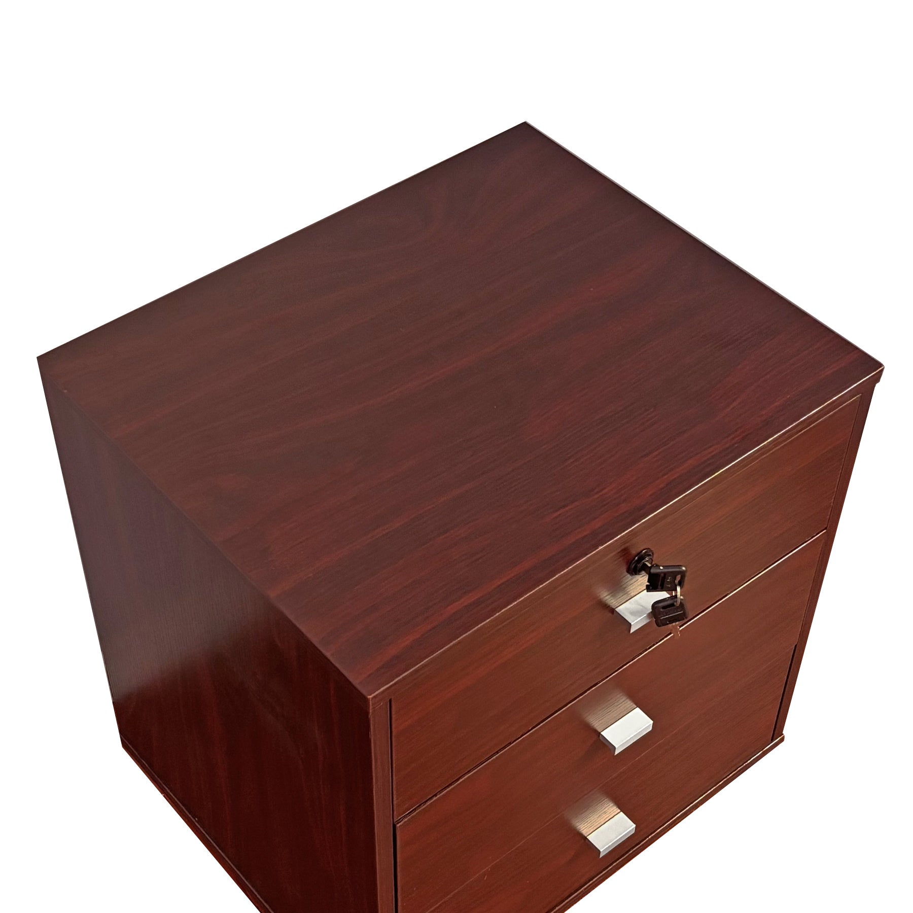 Locking Nightstand - 3 Drawers, Mahogany-American Furniture Outlet