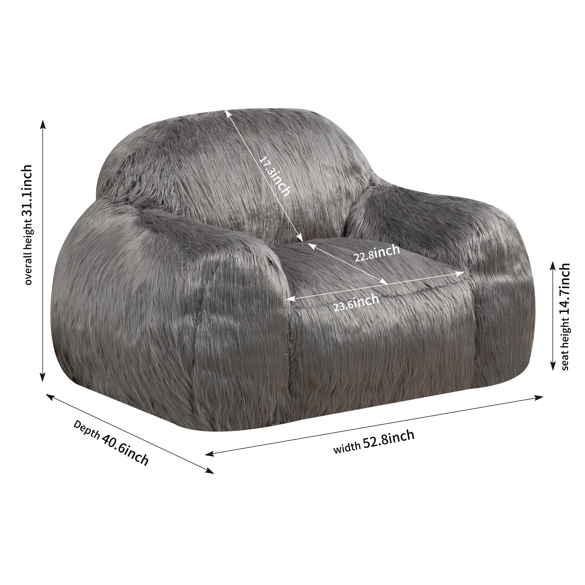 Long Hair Bean Bag Chair - Lazy Sofa-American Furniture Outlet