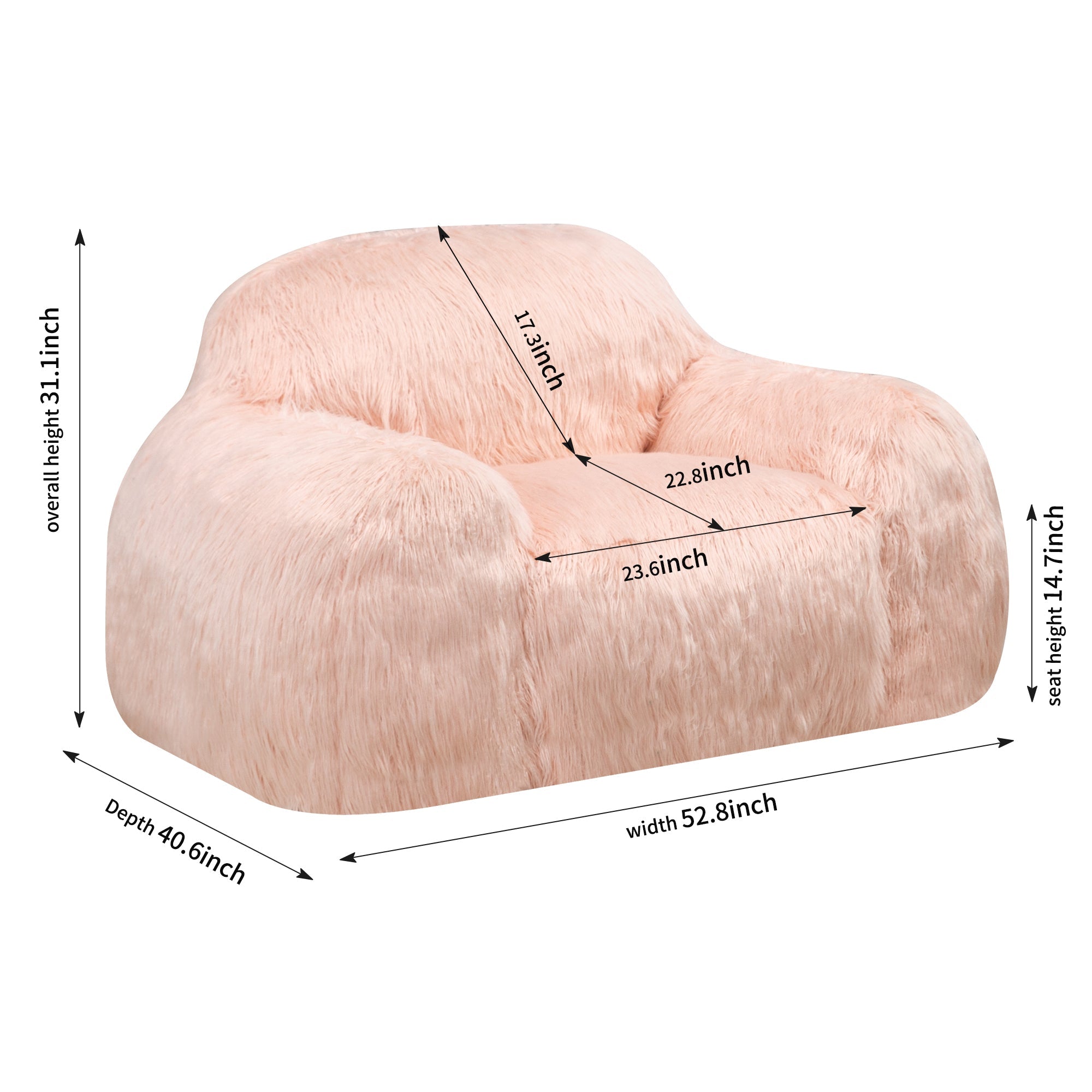 Long Hair Bean Bag Chair - Lazy Sofa Focus Chair-American Furniture Outlet