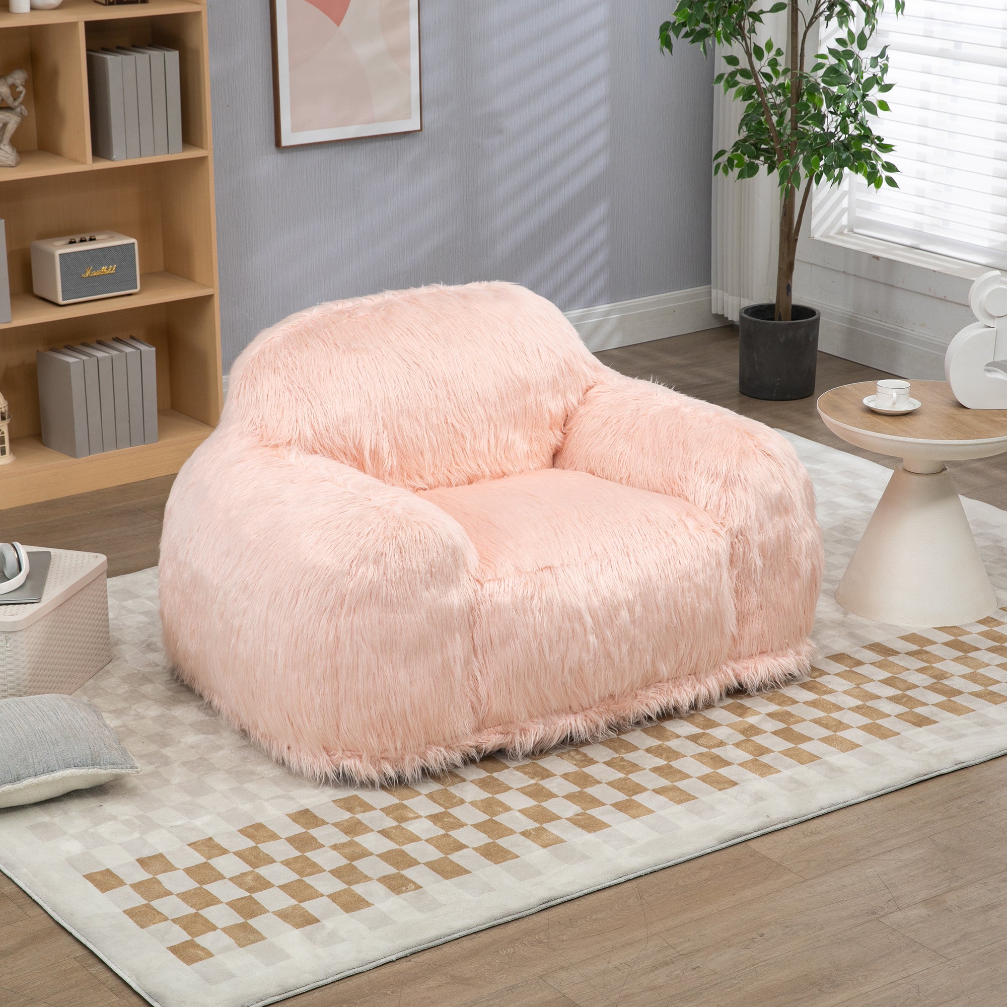 Long Hair Bean Bag Chair - Lazy Sofa Focus Chair-American Furniture Outlet