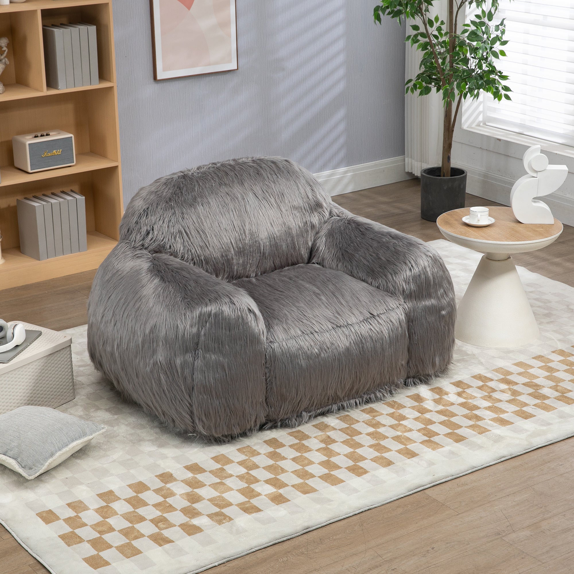 Long Hair Bean Bag Chair - Lazy Sofa-American Furniture Outlet