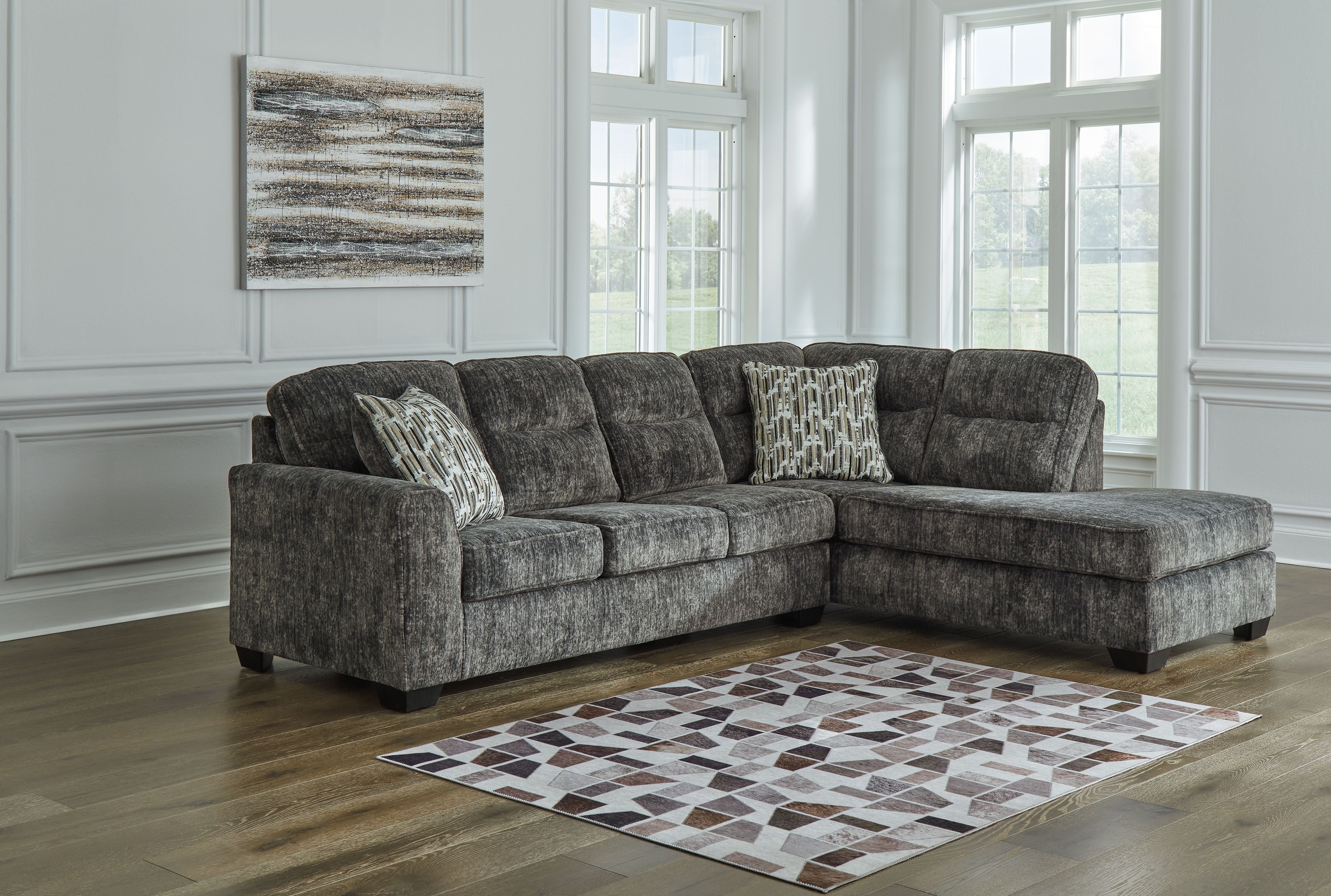 Lonoke 2-Piece Plush Fabric Sectional-Signature Design by Ashley®-American Furniture Outlet