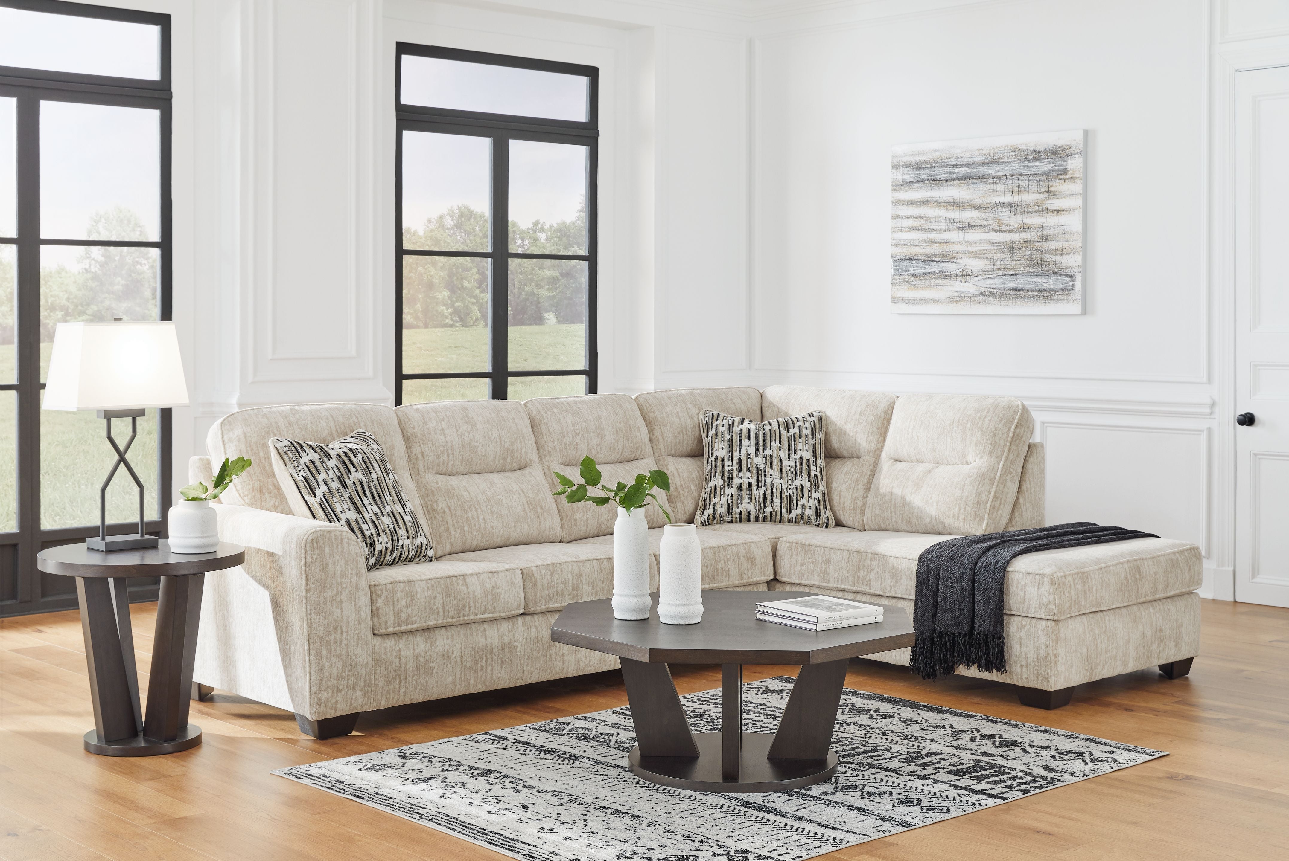 Lonoke 2-Piece Plush Fabric Sectional-Signature Design by Ashley®-American Furniture Outlet