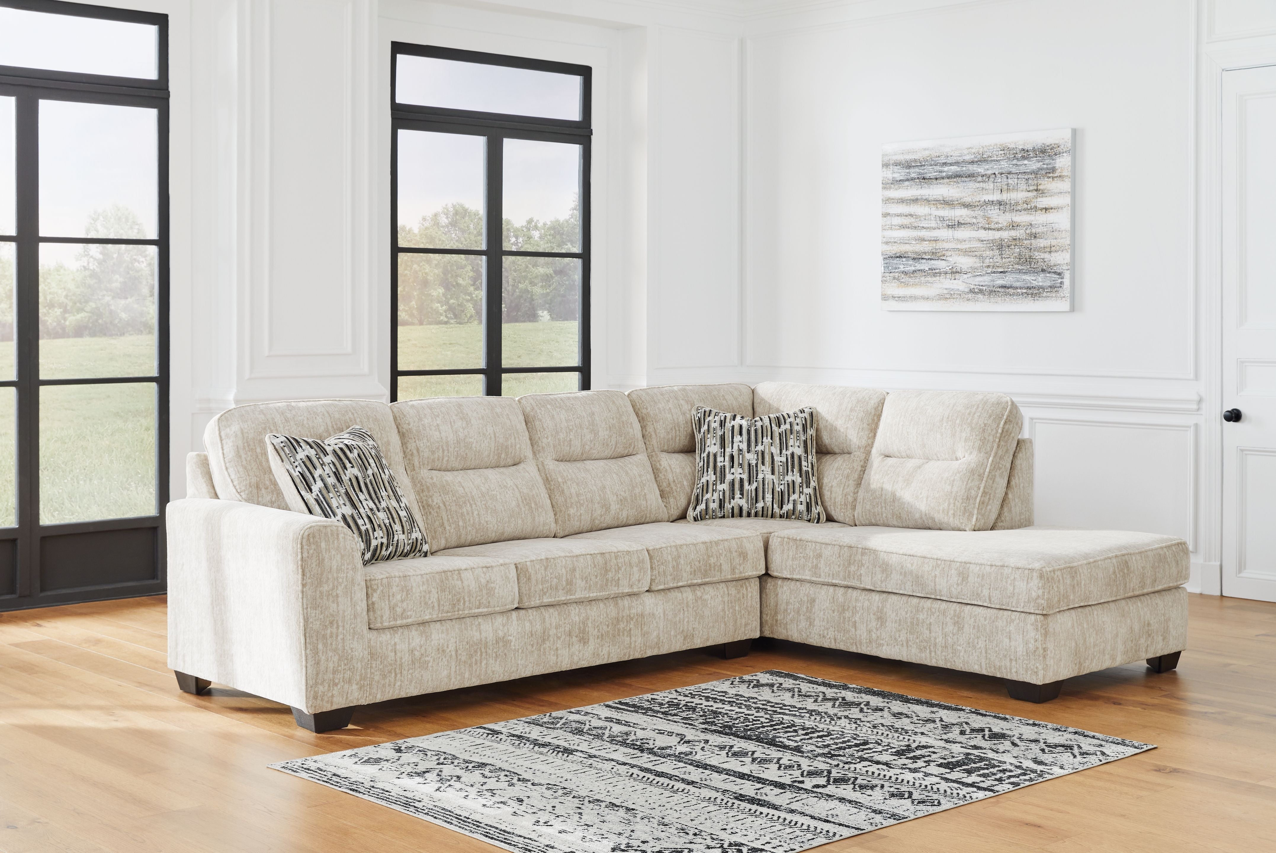 Lonoke 2-Piece Plush Fabric Sectional-Signature Design by Ashley®-American Furniture Outlet