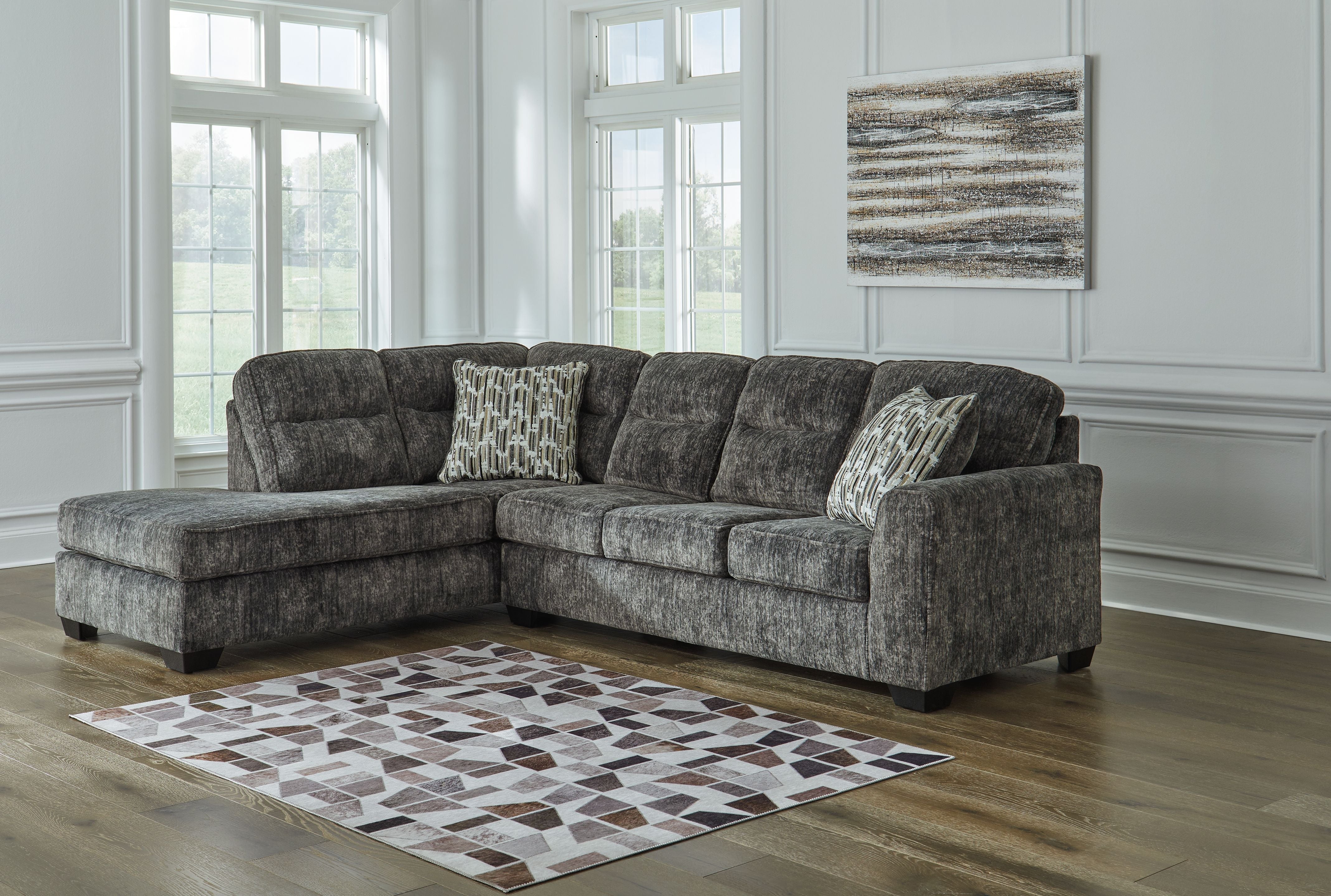 Lonoke 2-Piece Plush Fabric Sectional-Signature Design by Ashley®-American Furniture Outlet