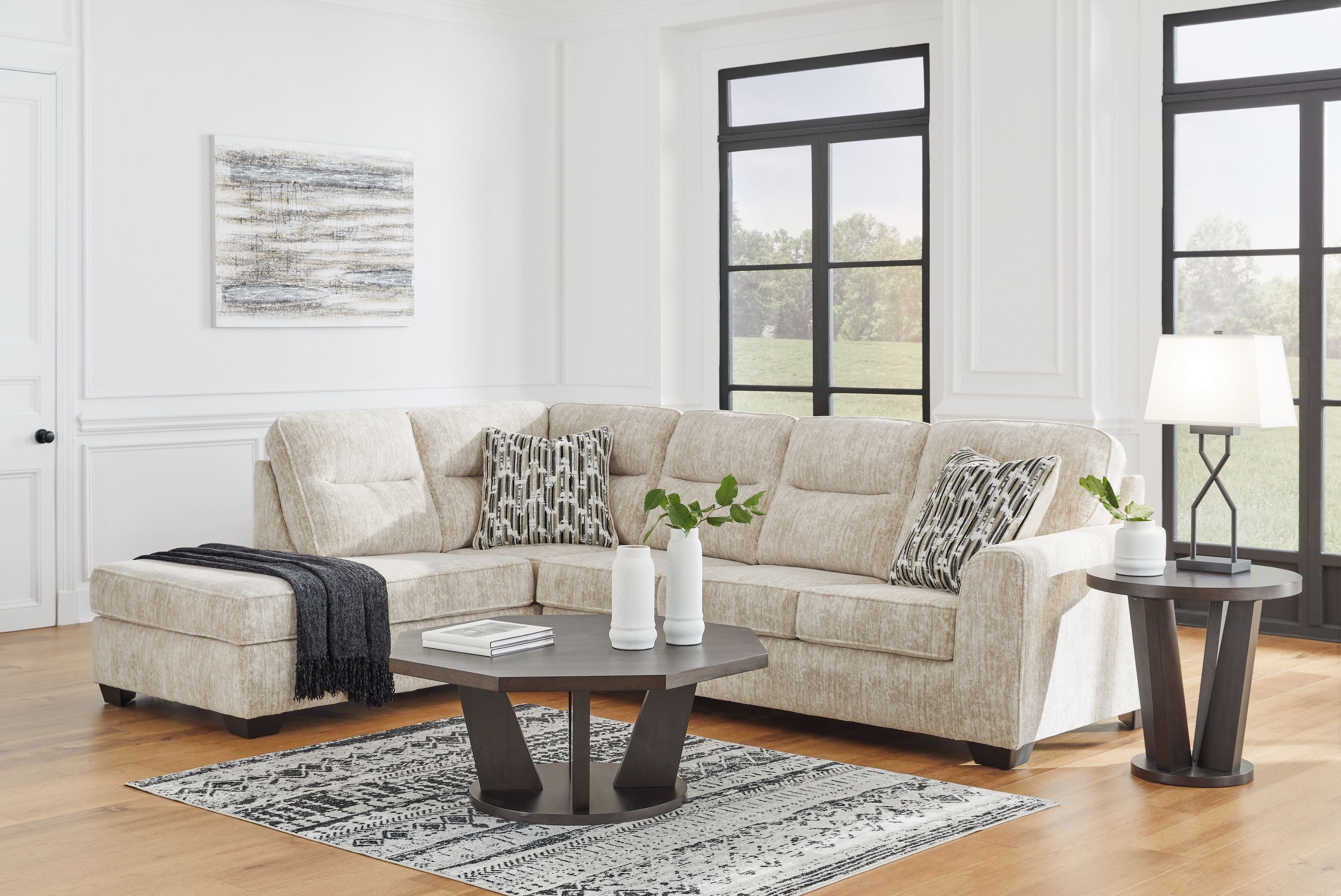 Lonoke 2-Piece Plush Fabric Sectional-Signature Design by Ashley®-American Furniture Outlet