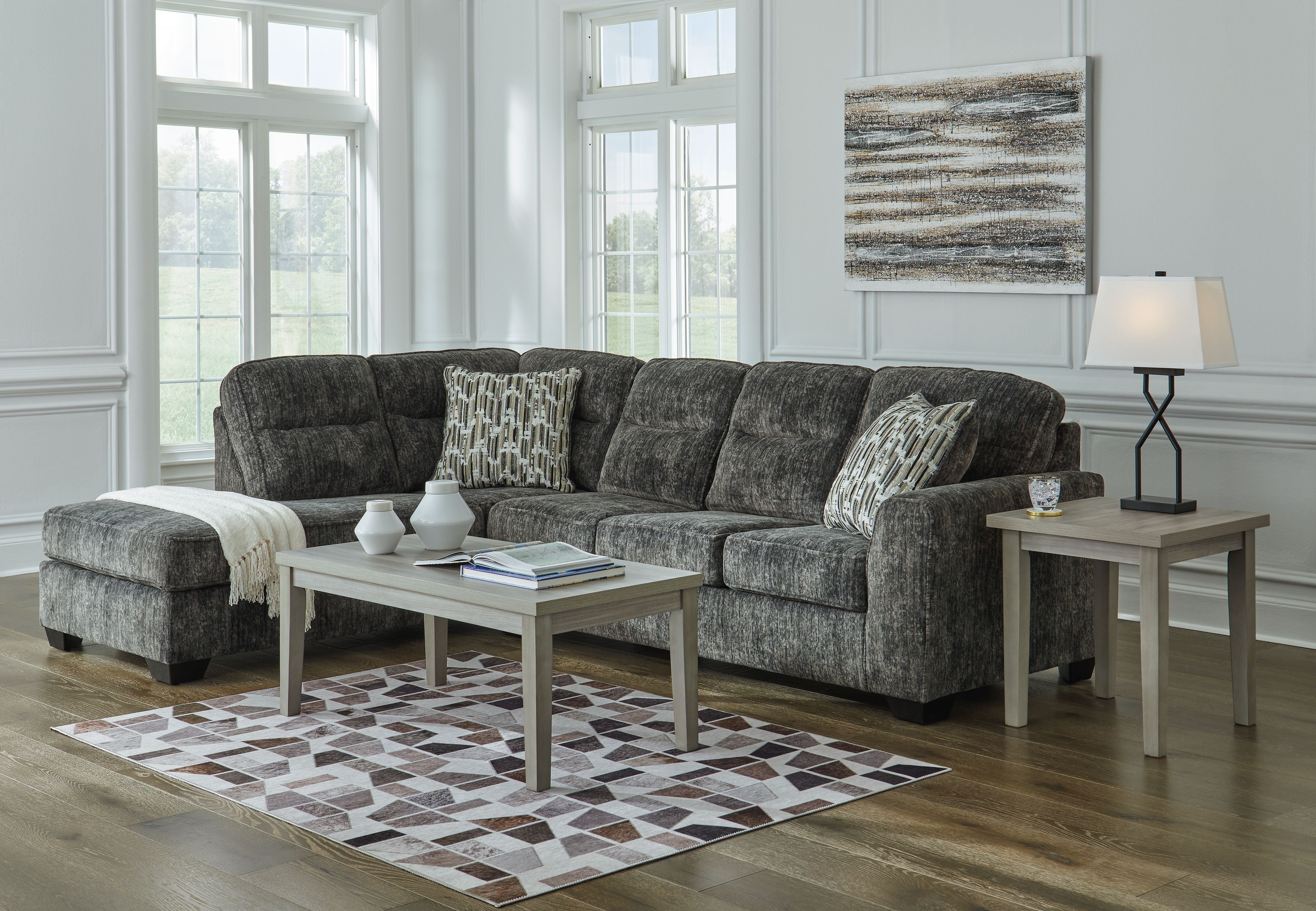 Lonoke 2-Piece Plush Fabric Sectional-Signature Design by Ashley®-American Furniture Outlet