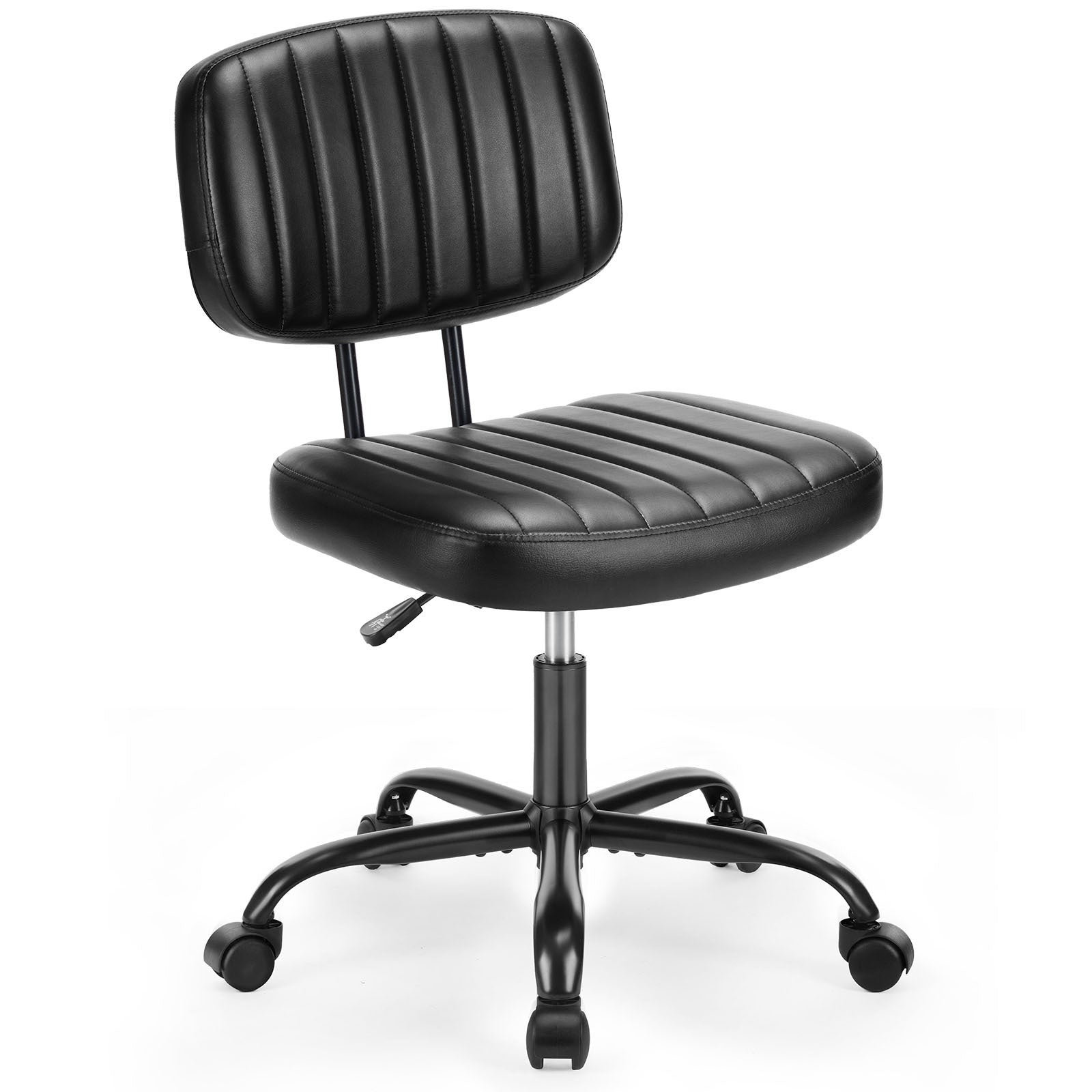 Low Back Task Chair, PU Leather- Black-American Furniture Outlet