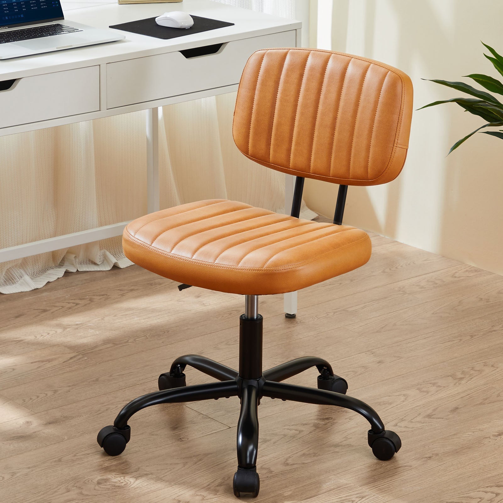 Low Back Task Chair, PU Leather- Home Office-American Furniture Outlet