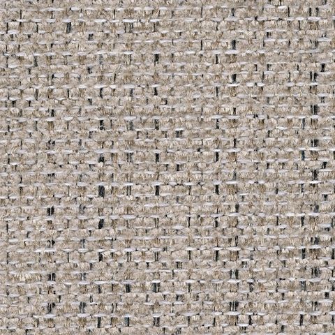 Woven upholstery fabric swatch in speckled light beige and dark gray tones