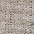 Woven upholstery fabric swatch in speckled light beige and dark gray tones