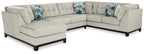 Stone sectional sofa with left chaise and tufted back cushions