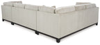 Stone sectional sofa with chaise and boxy armrests