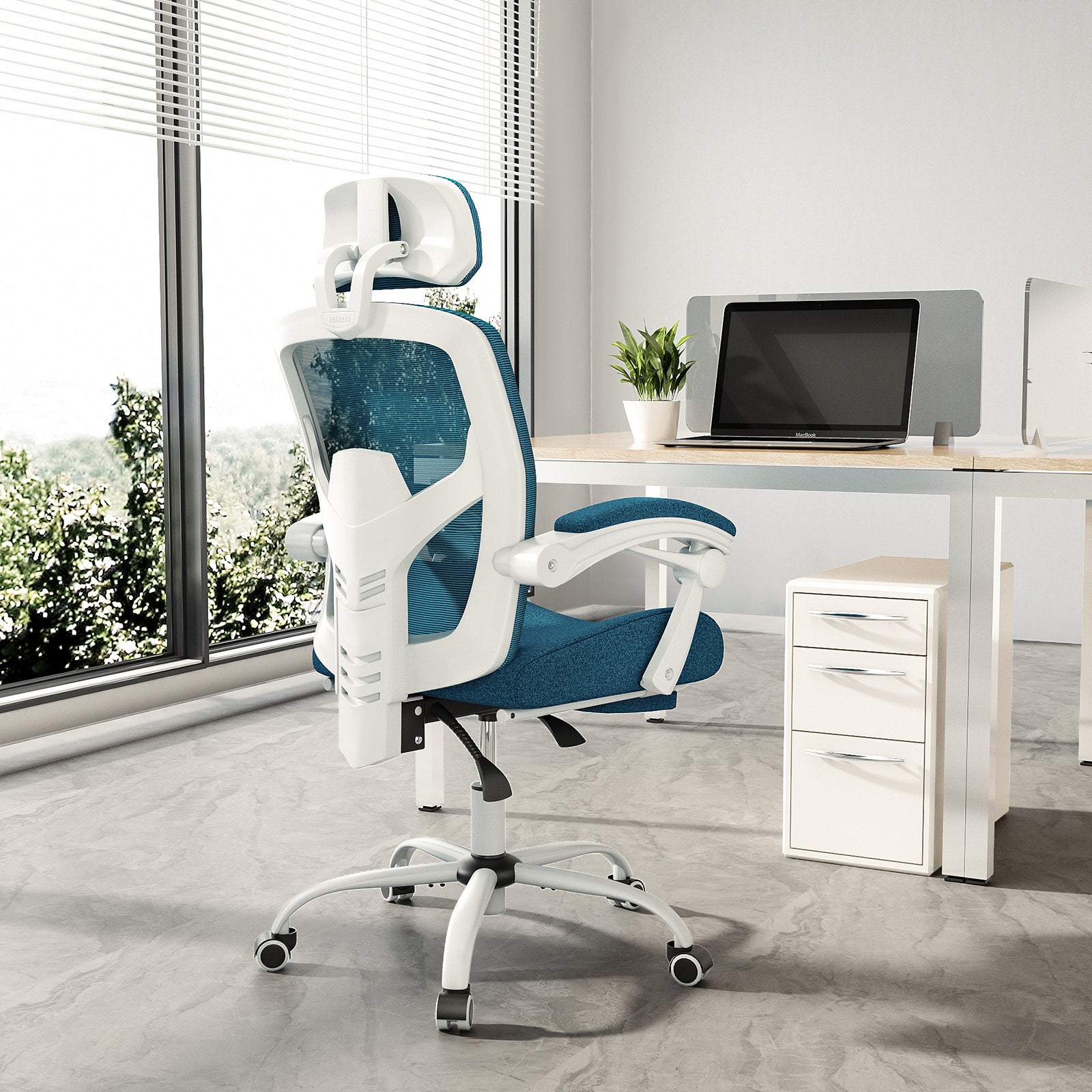 Mesh Ergonomic Office Chair with Foot & Lumbar Support-American Furniture Outlet