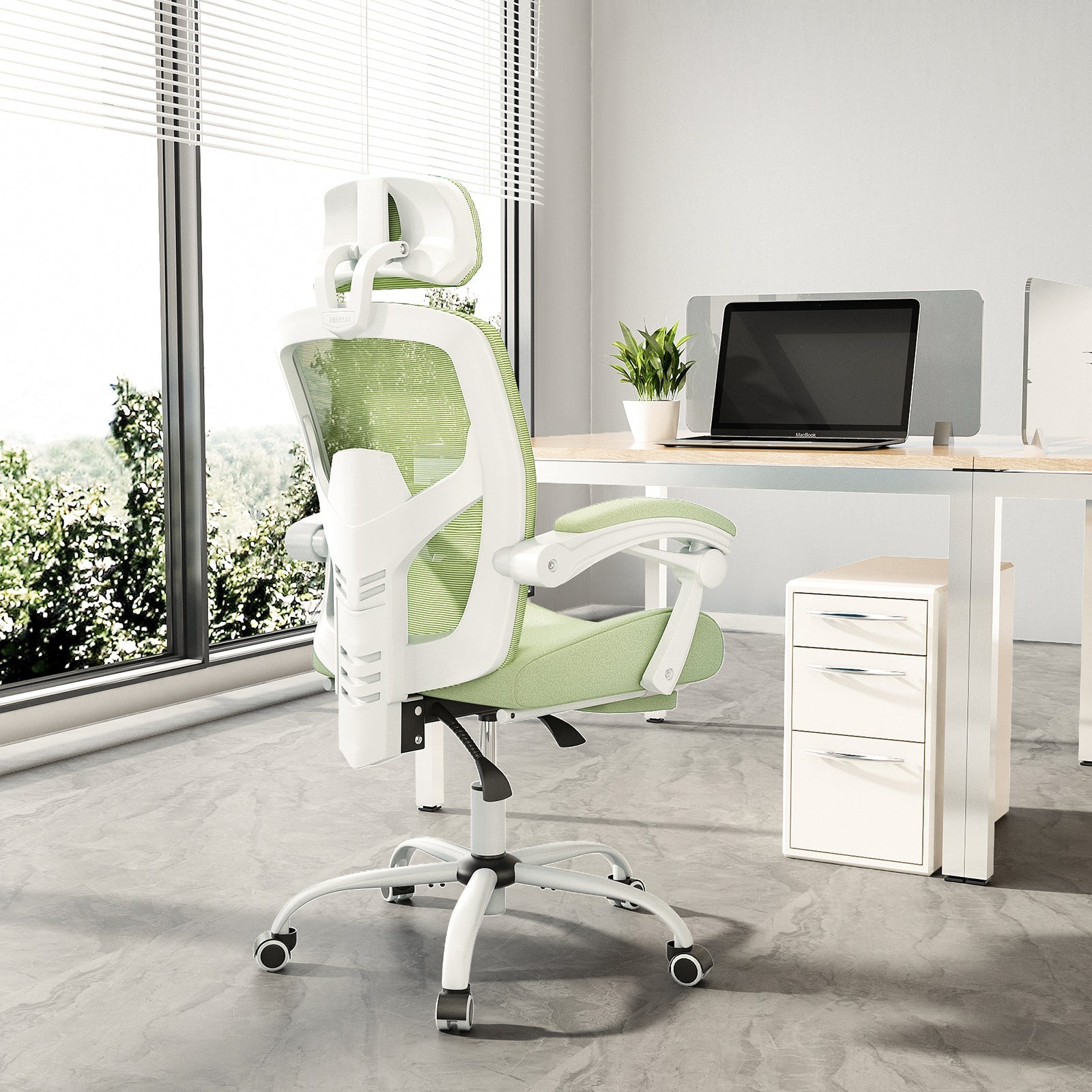 Mesh Ergonomic Office Chair with Foot & Lumbar Support-American Furniture Outlet