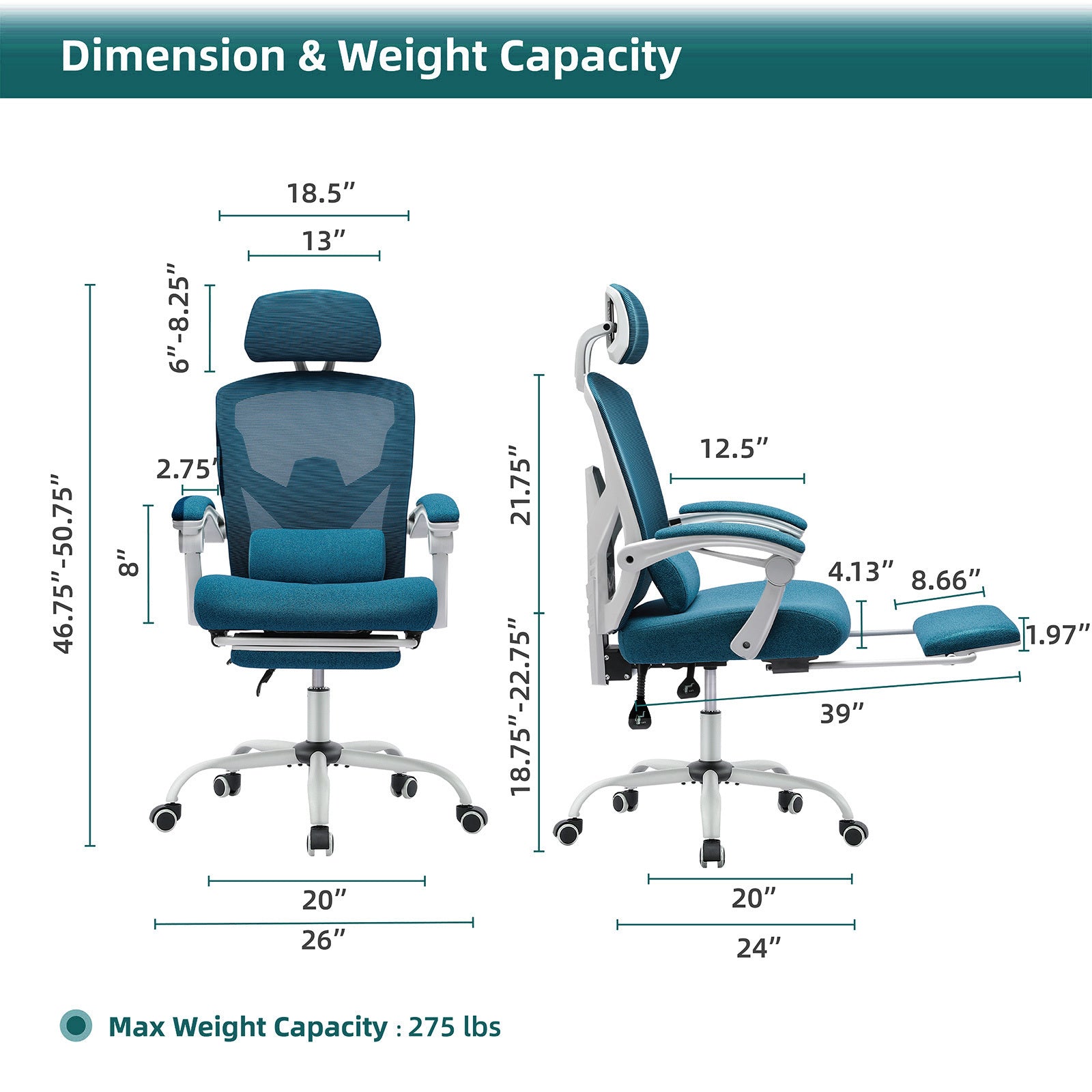 Mesh Ergonomic Office Chair with Foot & Lumbar Support-American Furniture Outlet