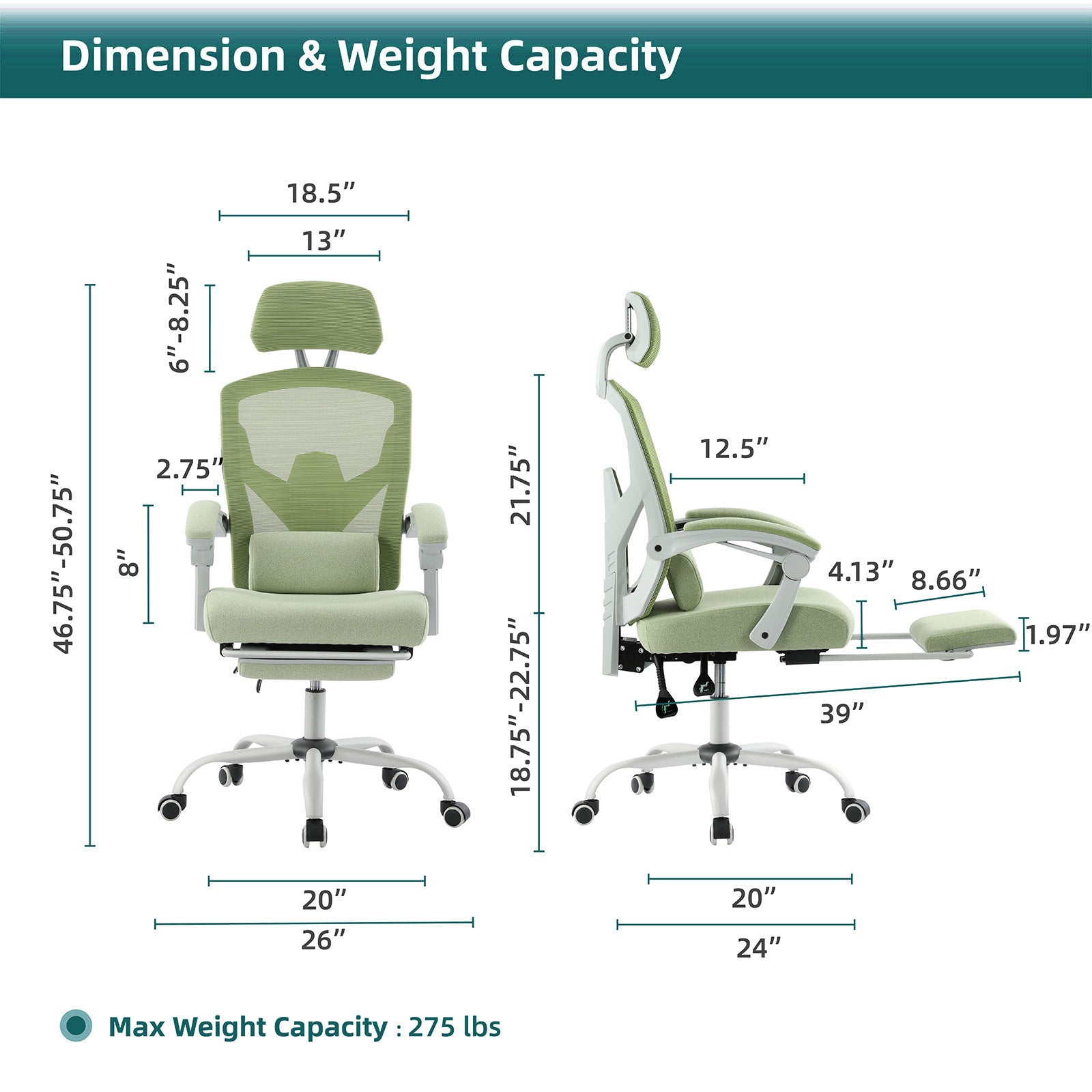 Mesh Ergonomic Office Chair with Foot & Lumbar Support-American Furniture Outlet