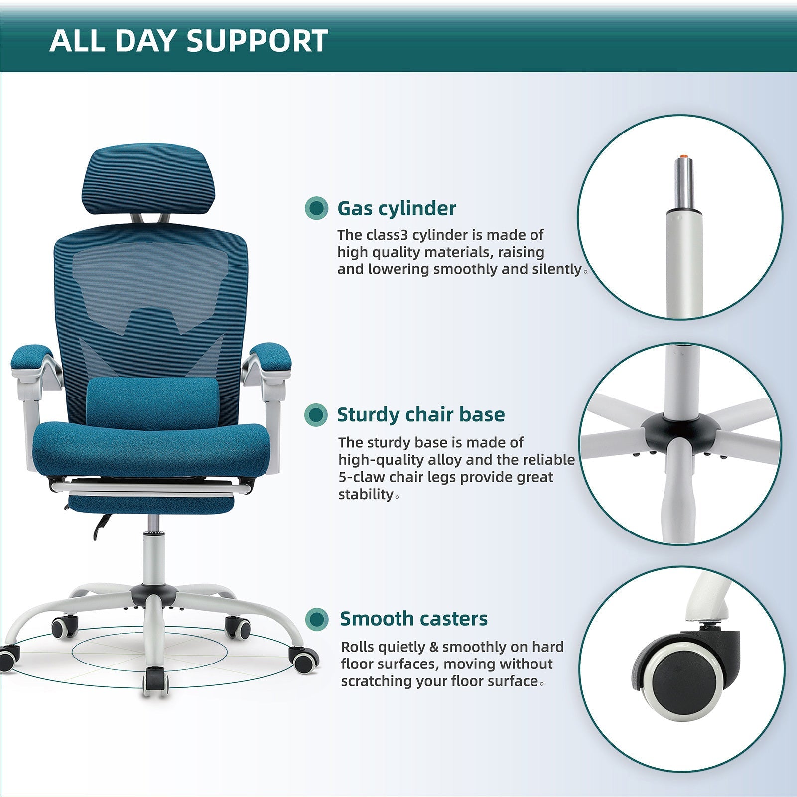 Mesh Ergonomic Office Chair with Foot & Lumbar Support-American Furniture Outlet