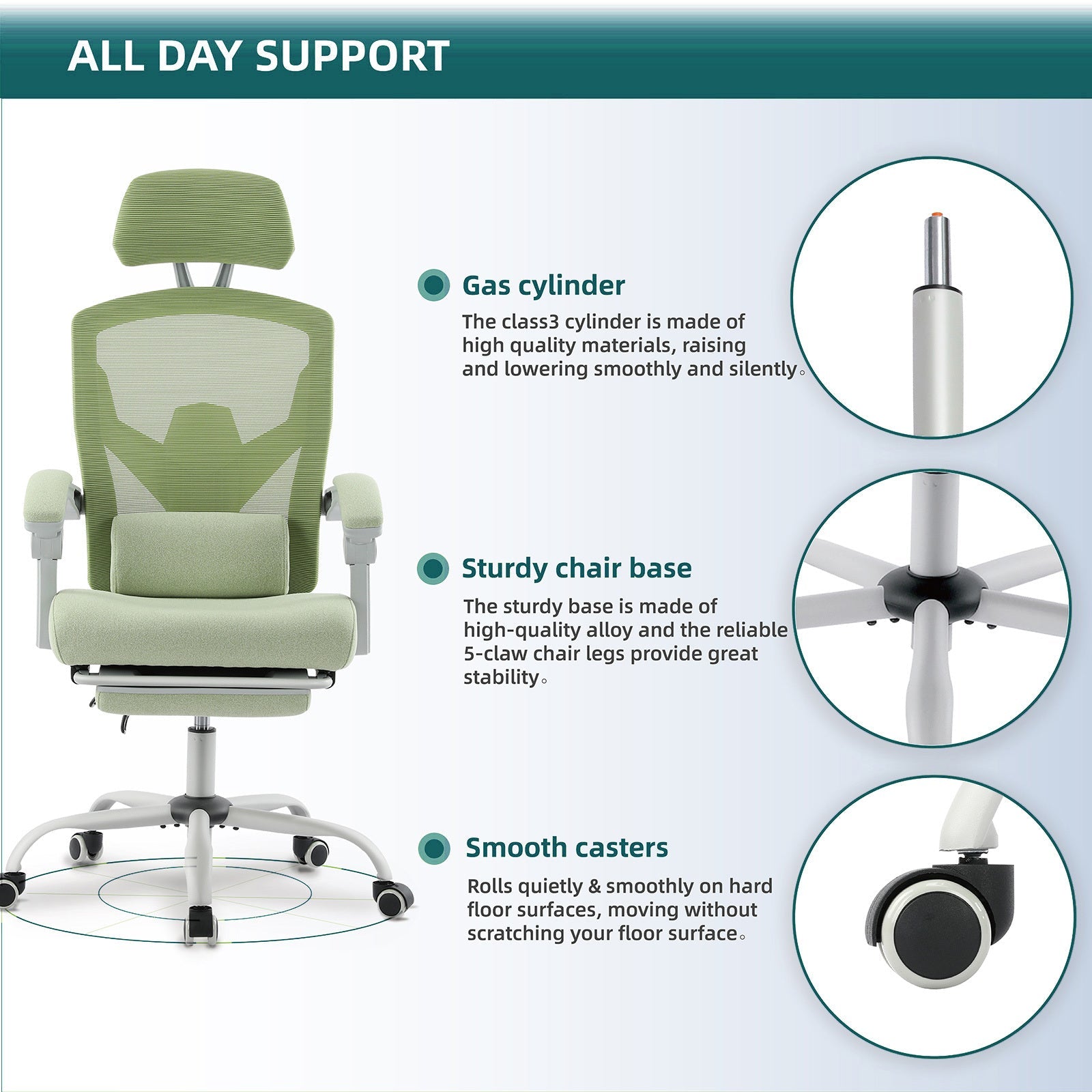 Mesh Ergonomic Office Chair with Foot & Lumbar Support-American Furniture Outlet