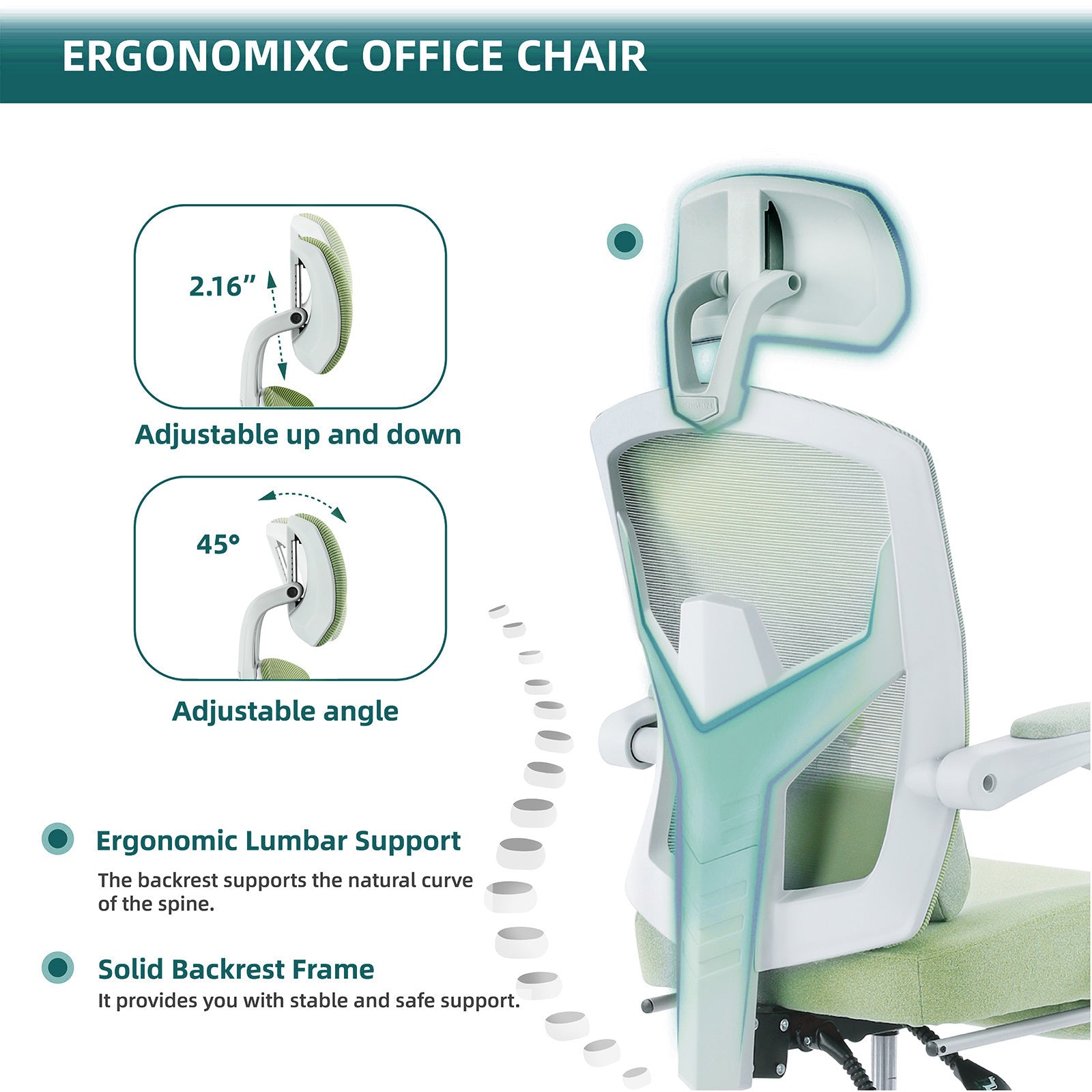 Mesh Ergonomic Office Chair with Foot & Lumbar Support-American Furniture Outlet