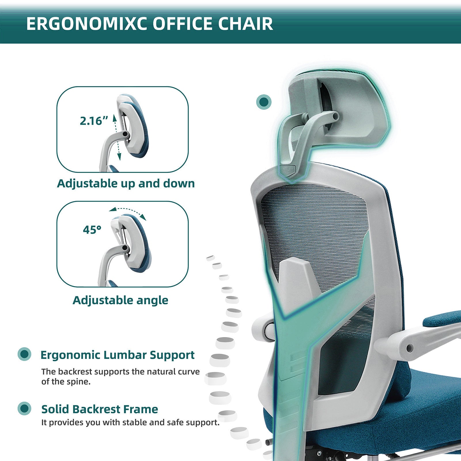 Mesh Ergonomic Office Chair with Foot & Lumbar Support-American Furniture Outlet