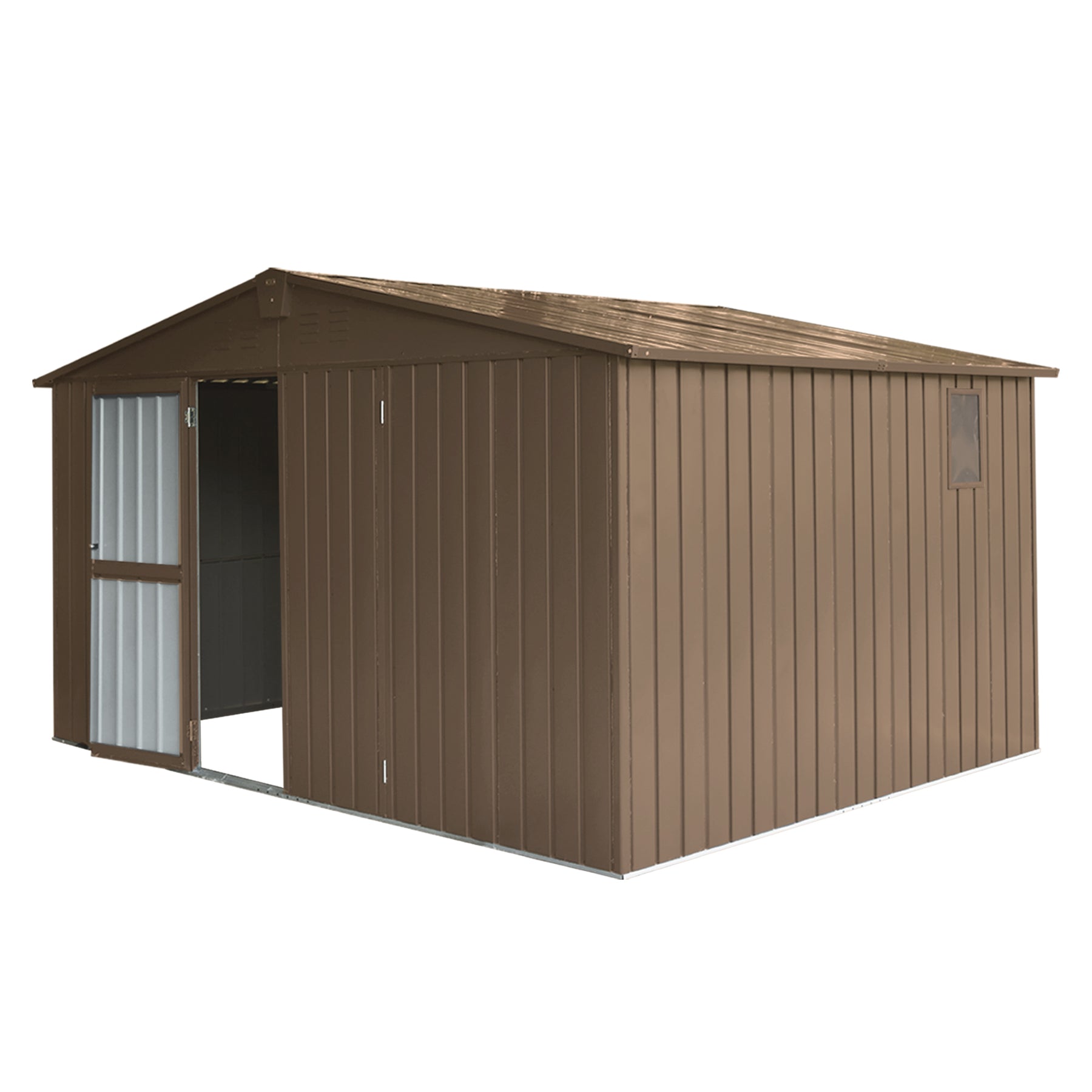 Metal Storage Shed 11'x9' Outdoor Garden Shed - Brown-American Furniture Outlet