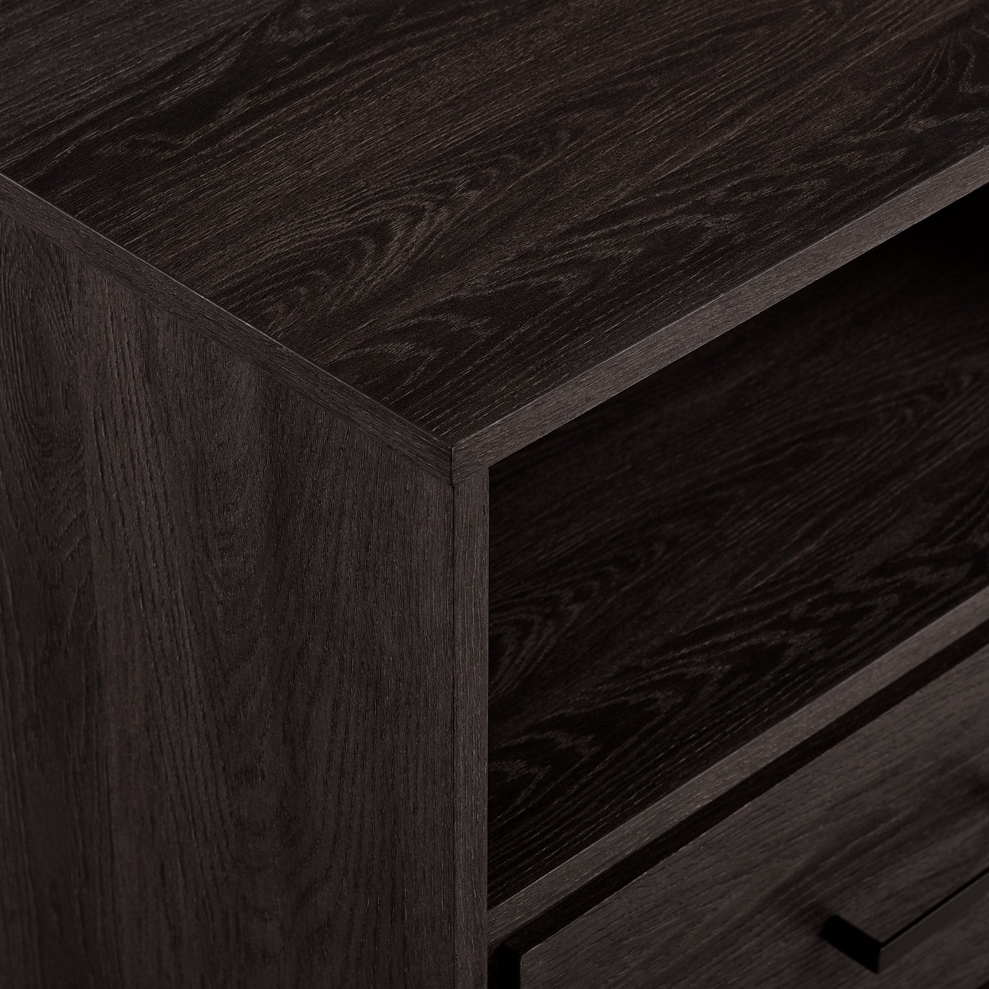 Metal & Wood Nightstand - 1 Drawer - Charcoal-American Furniture Outlet