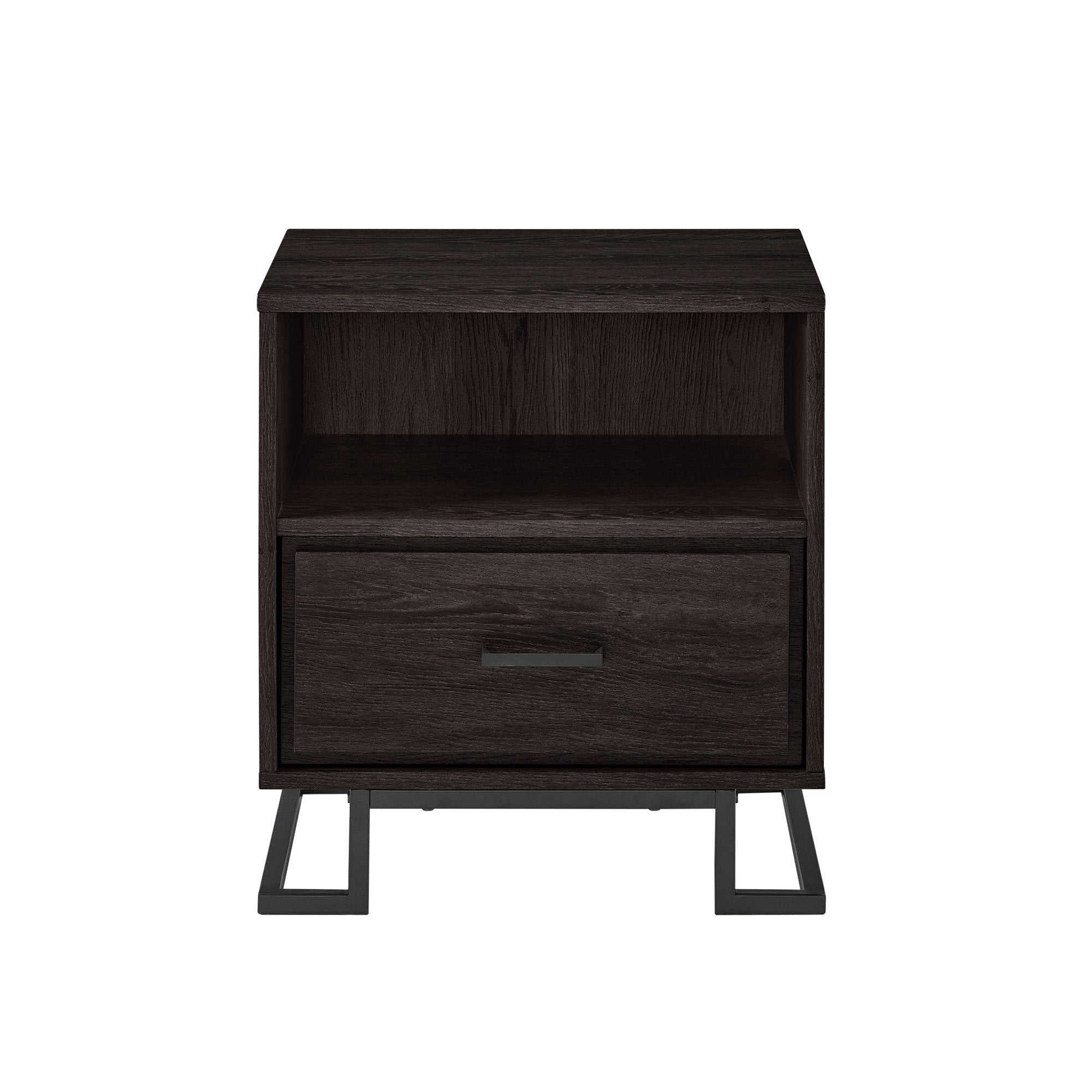 Metal & Wood Nightstand - 1 Drawer - Charcoal-American Furniture Outlet