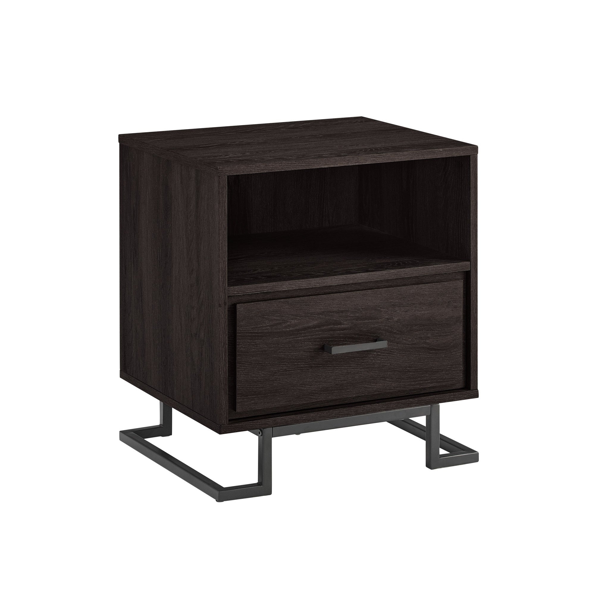 Metal & Wood Nightstand - 1 Drawer - Charcoal-American Furniture Outlet
