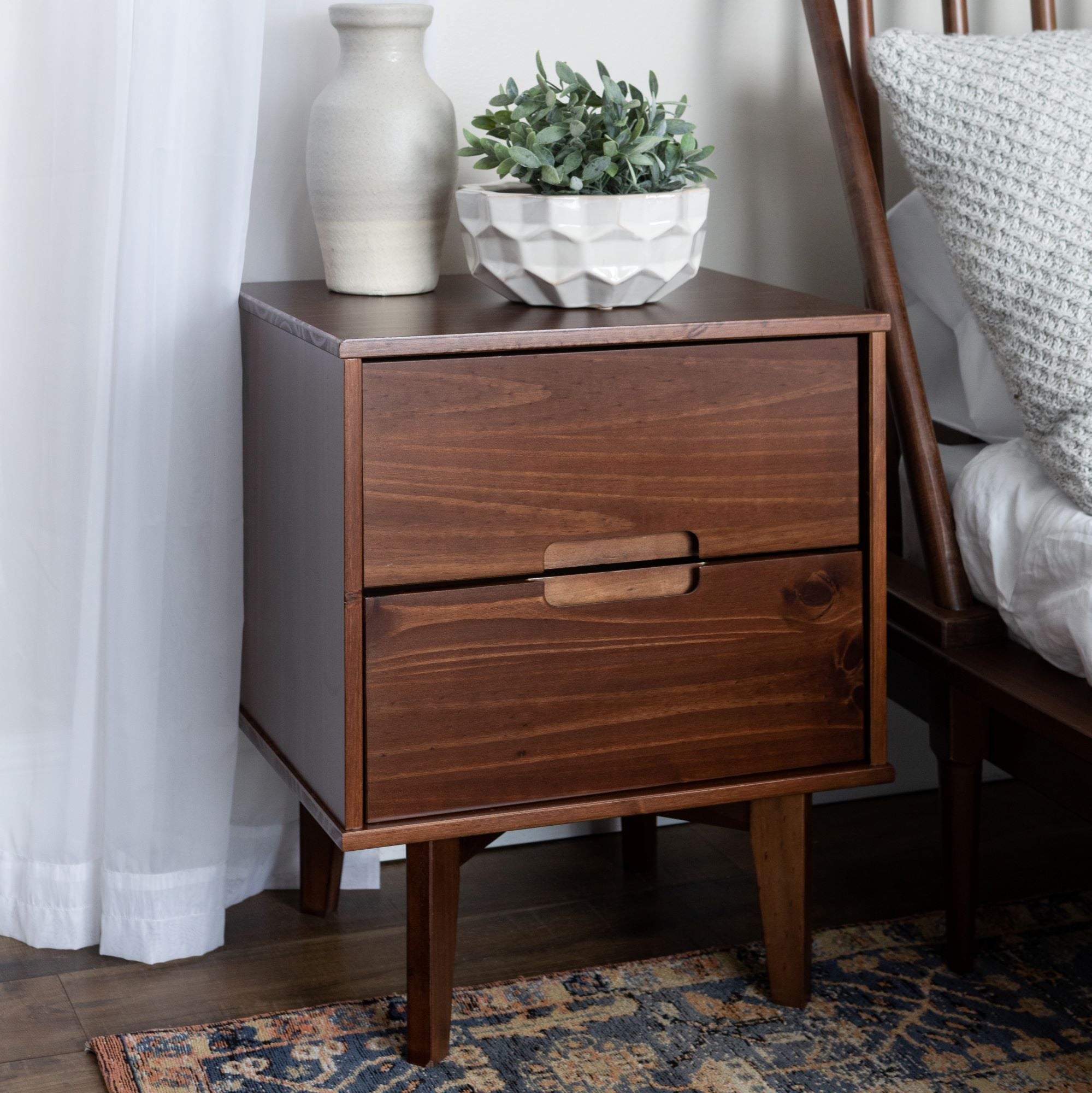 Mid-Century Modern Nightstand - Walnut-American Furniture Outlet
