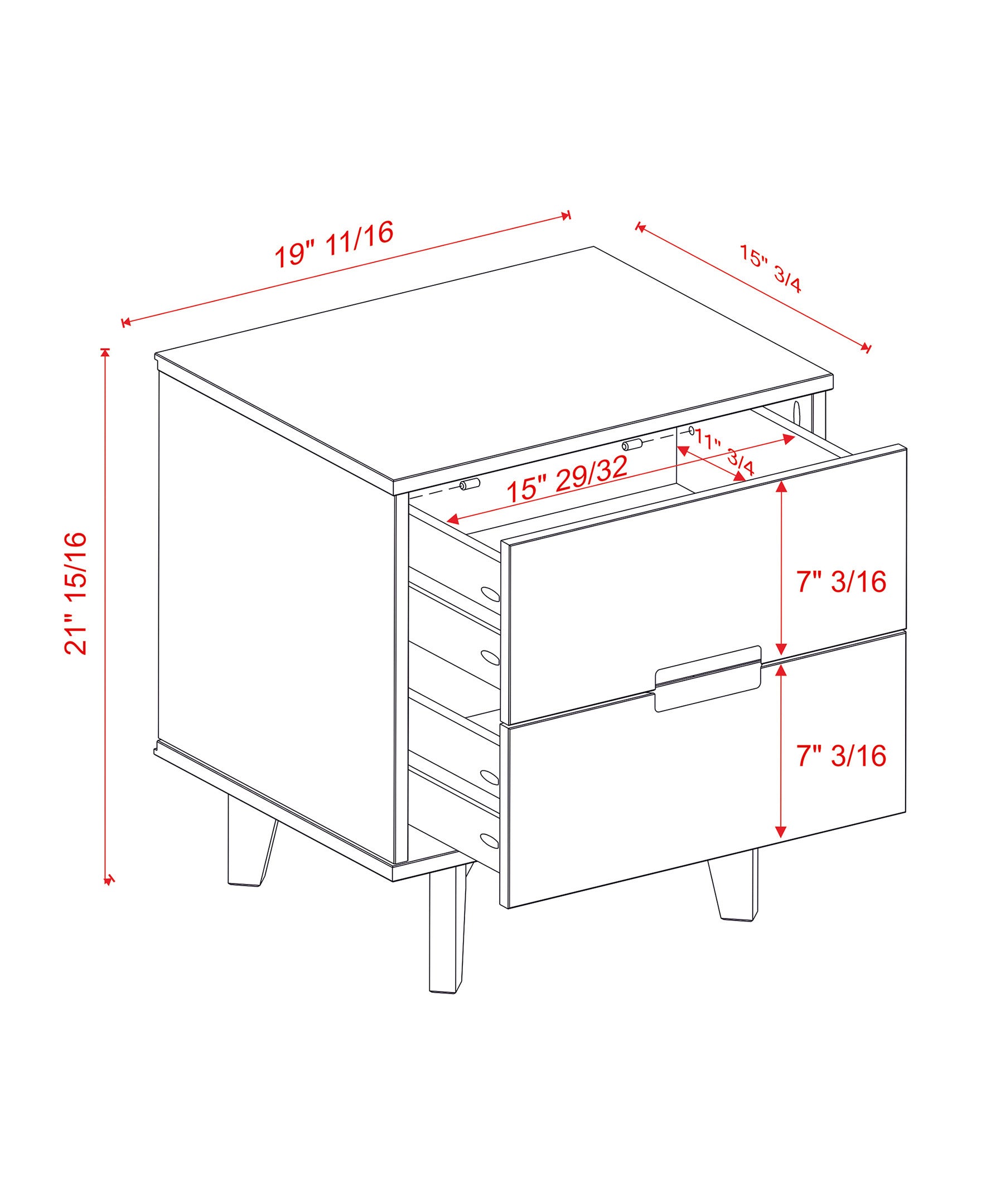 Mid-Century Modern Nightstand - Walnut-American Furniture Outlet