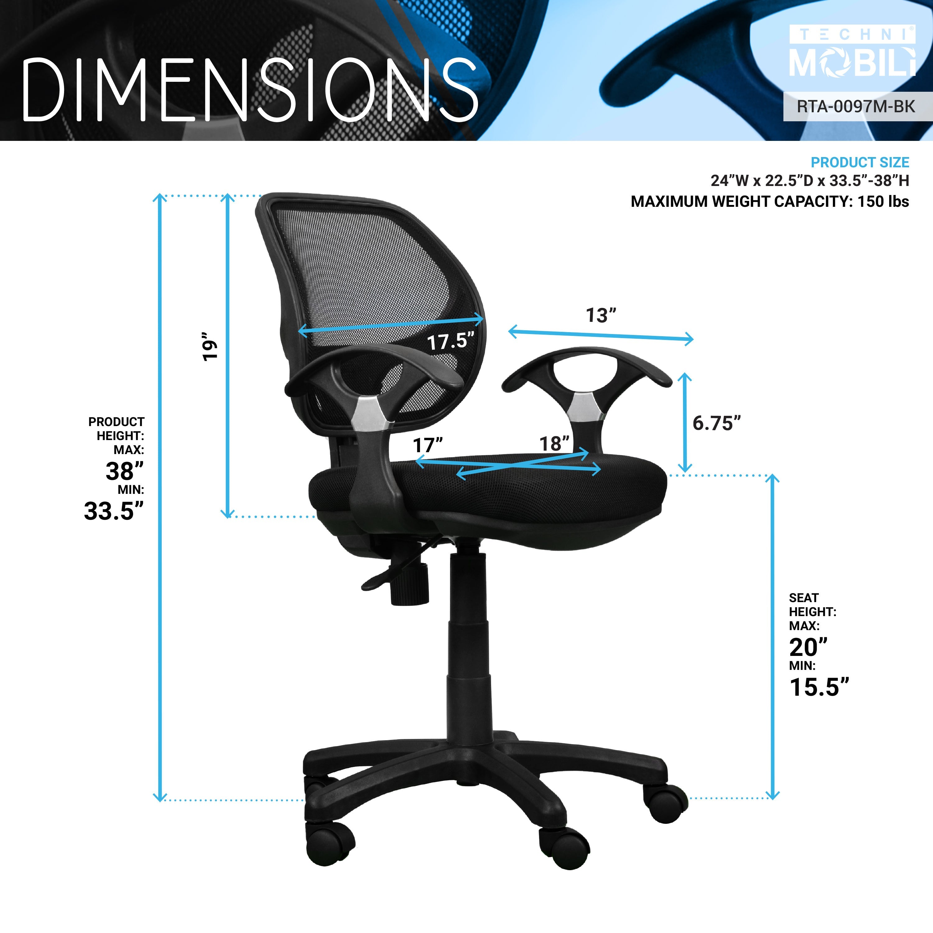 Midback Mesh Task Chair - Black-American Furniture Outlet