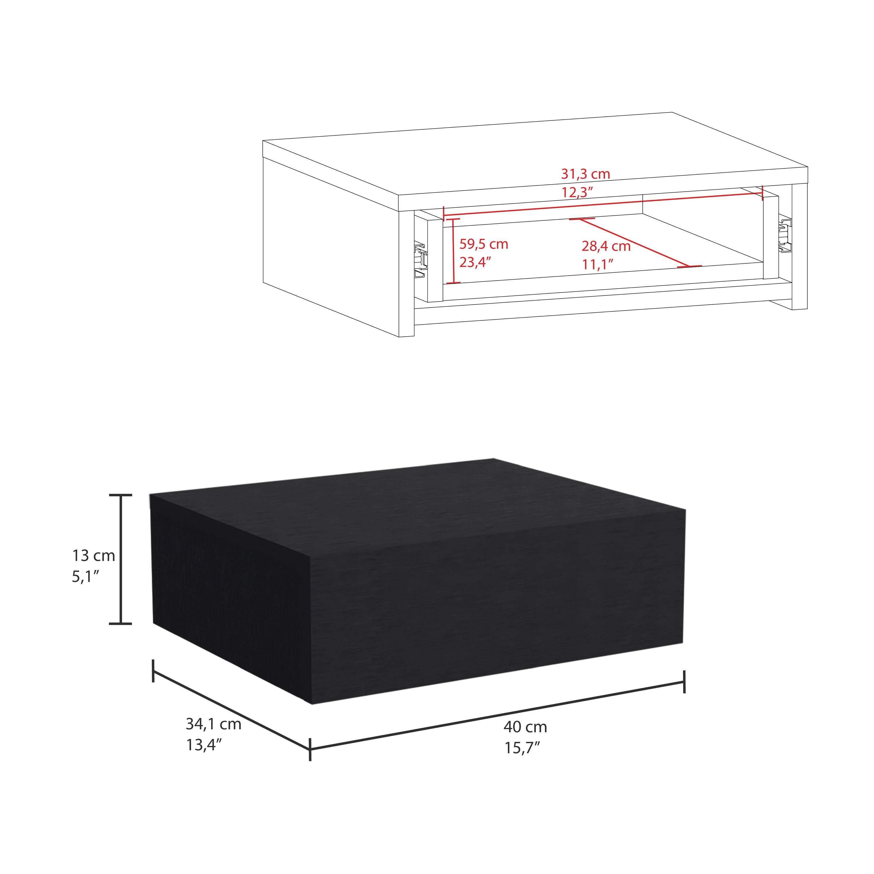 Milano Floating Nightstand w/ Drawer - Black-American Furniture Outlet