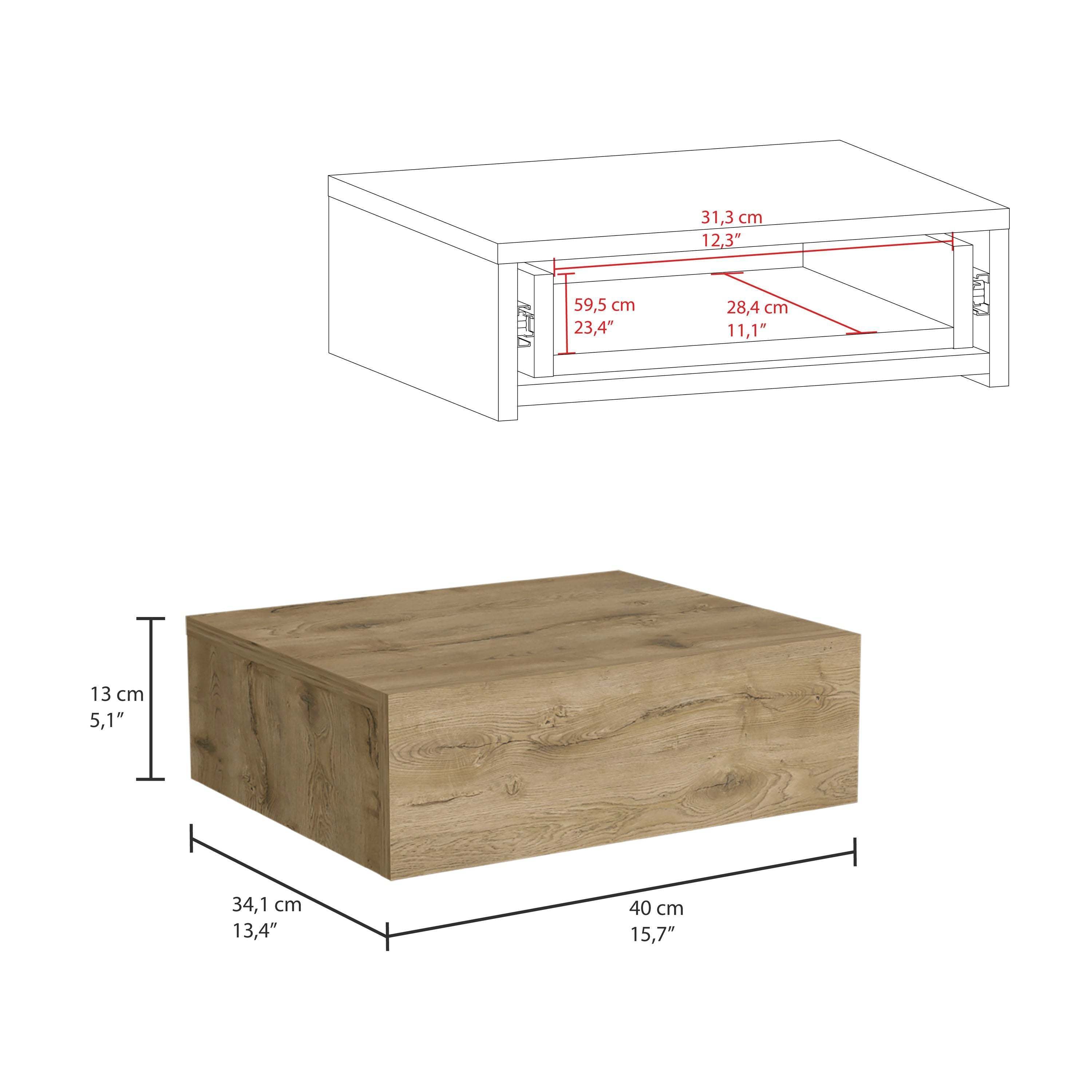 Milano Floating Nightstand w/ Drawer - Macadamia-American Furniture Outlet