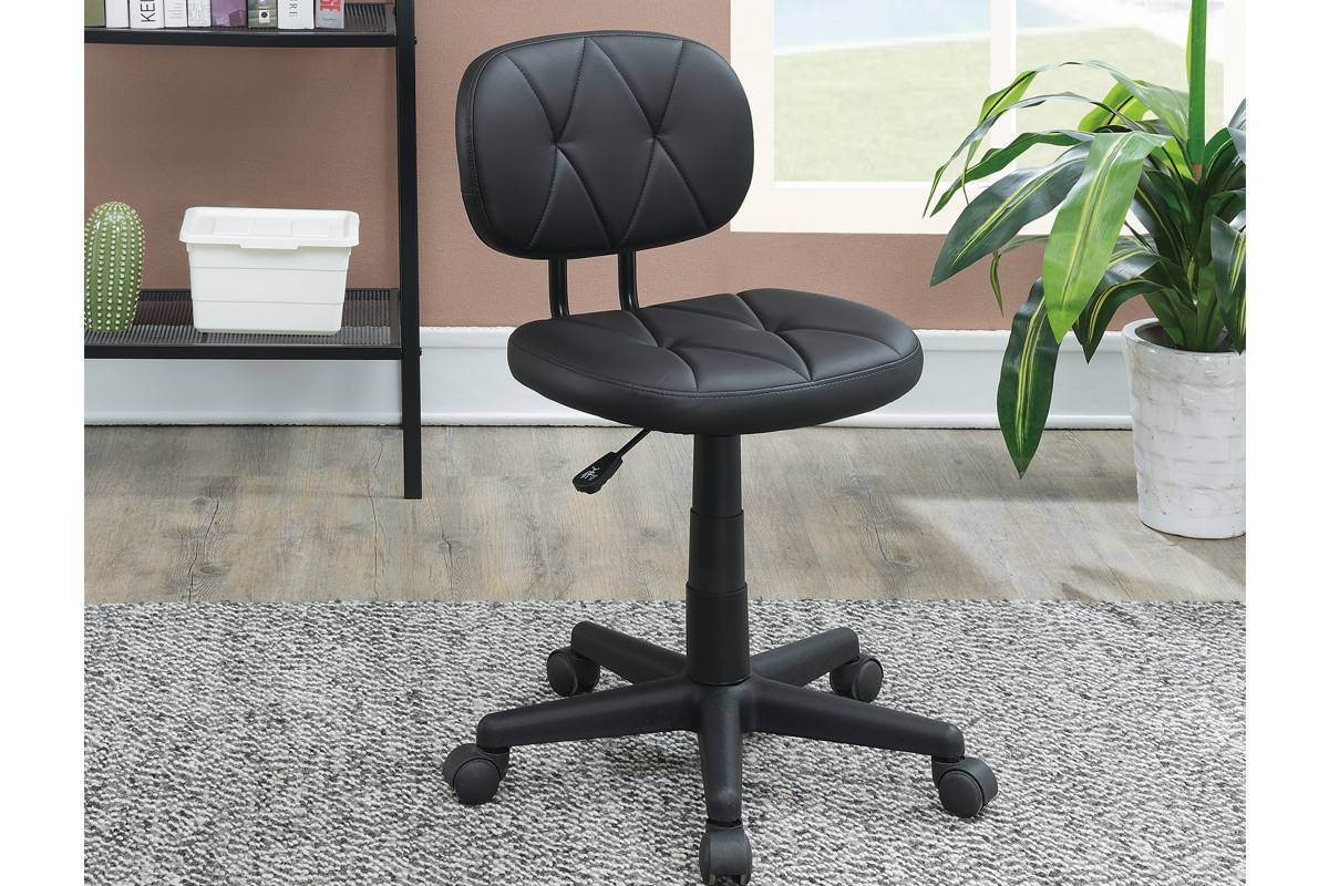 Modern Black Tufted Office Chair with Wheels-American Furniture Outlet