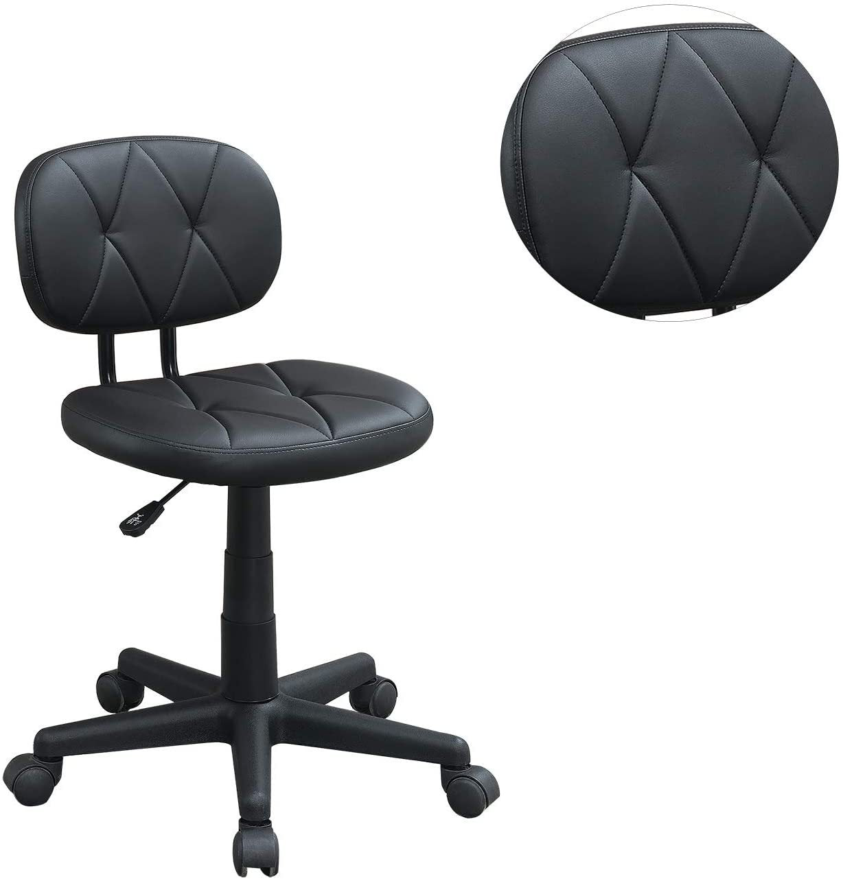 Modern Black Tufted Office Chair with Wheels-American Furniture Outlet