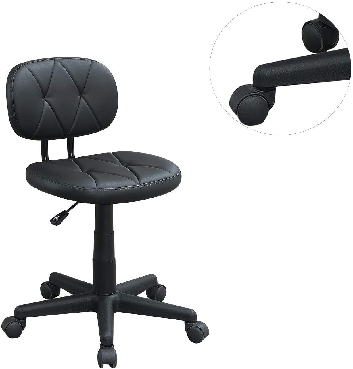 Modern Black Tufted Office Chair with Wheels-American Furniture Outlet