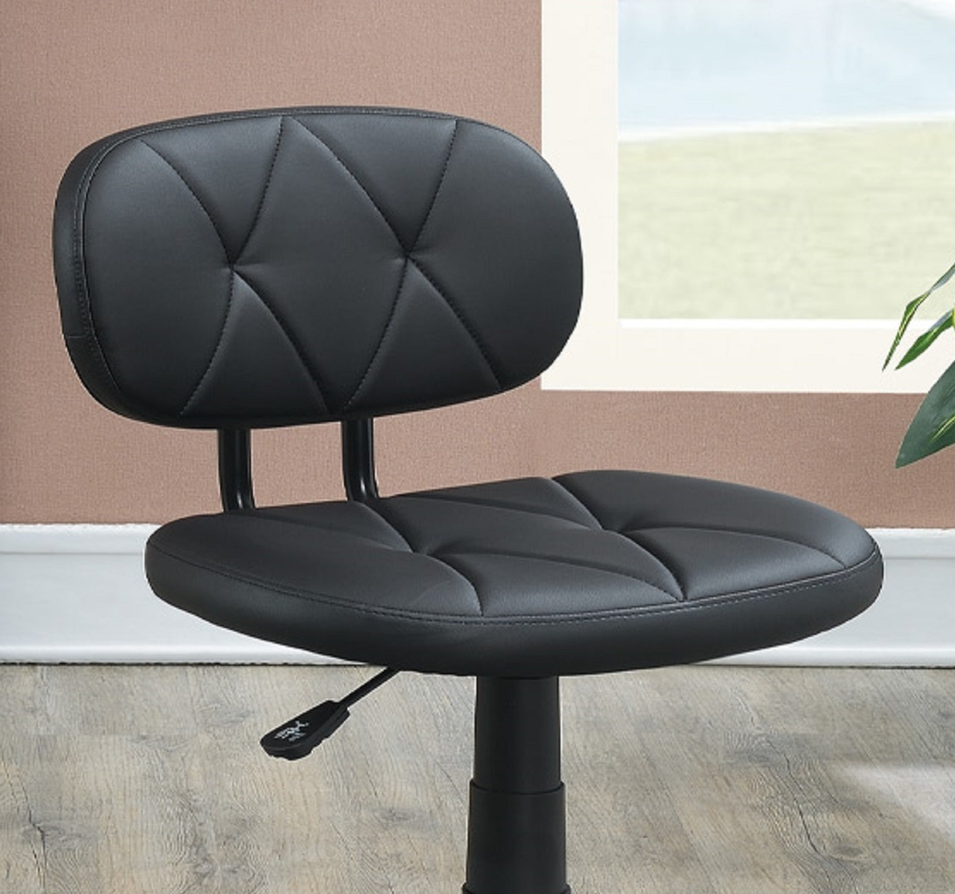 Modern Black Tufted Office Chair with Wheels-American Furniture Outlet