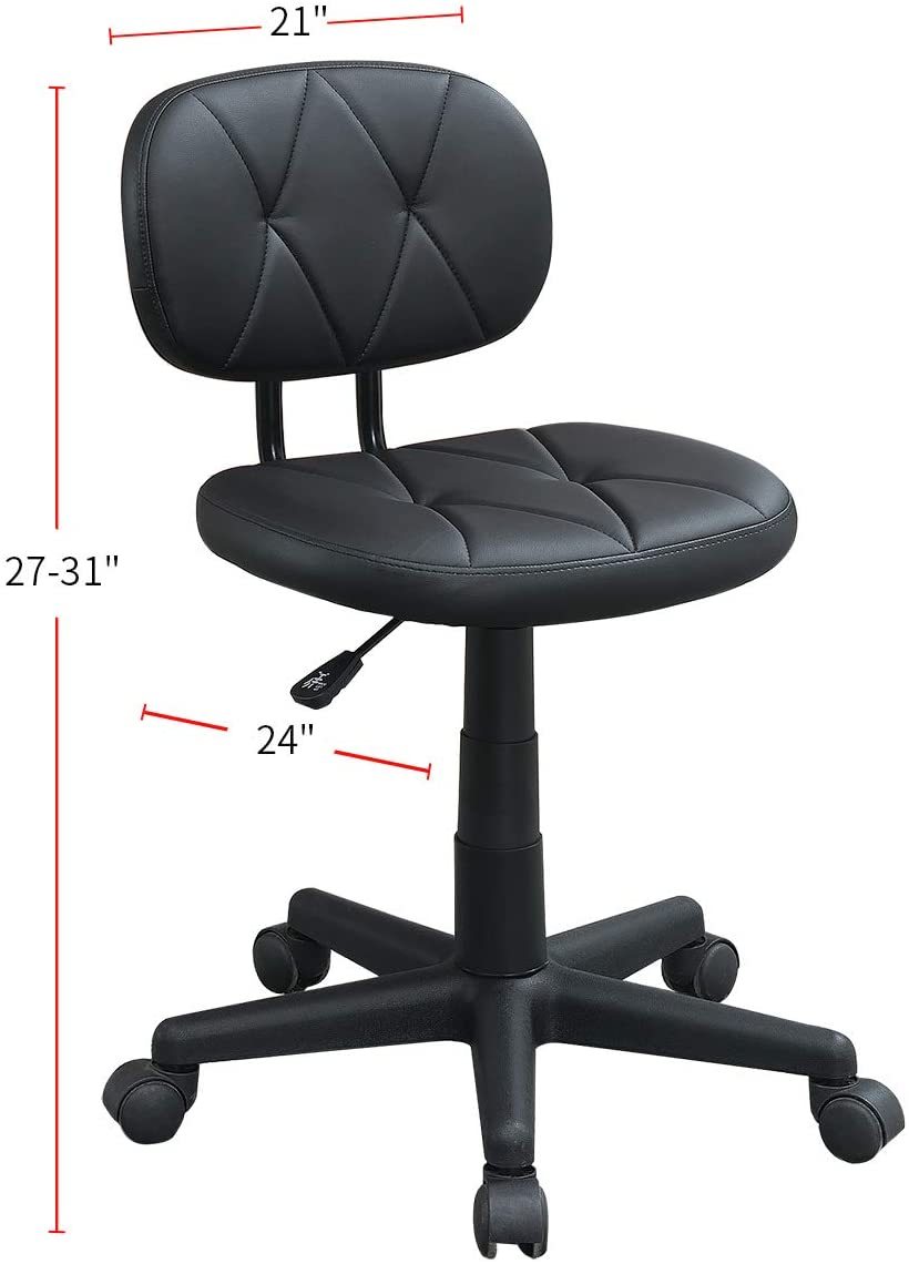 Modern Black Tufted Office Chair with Wheels-American Furniture Outlet