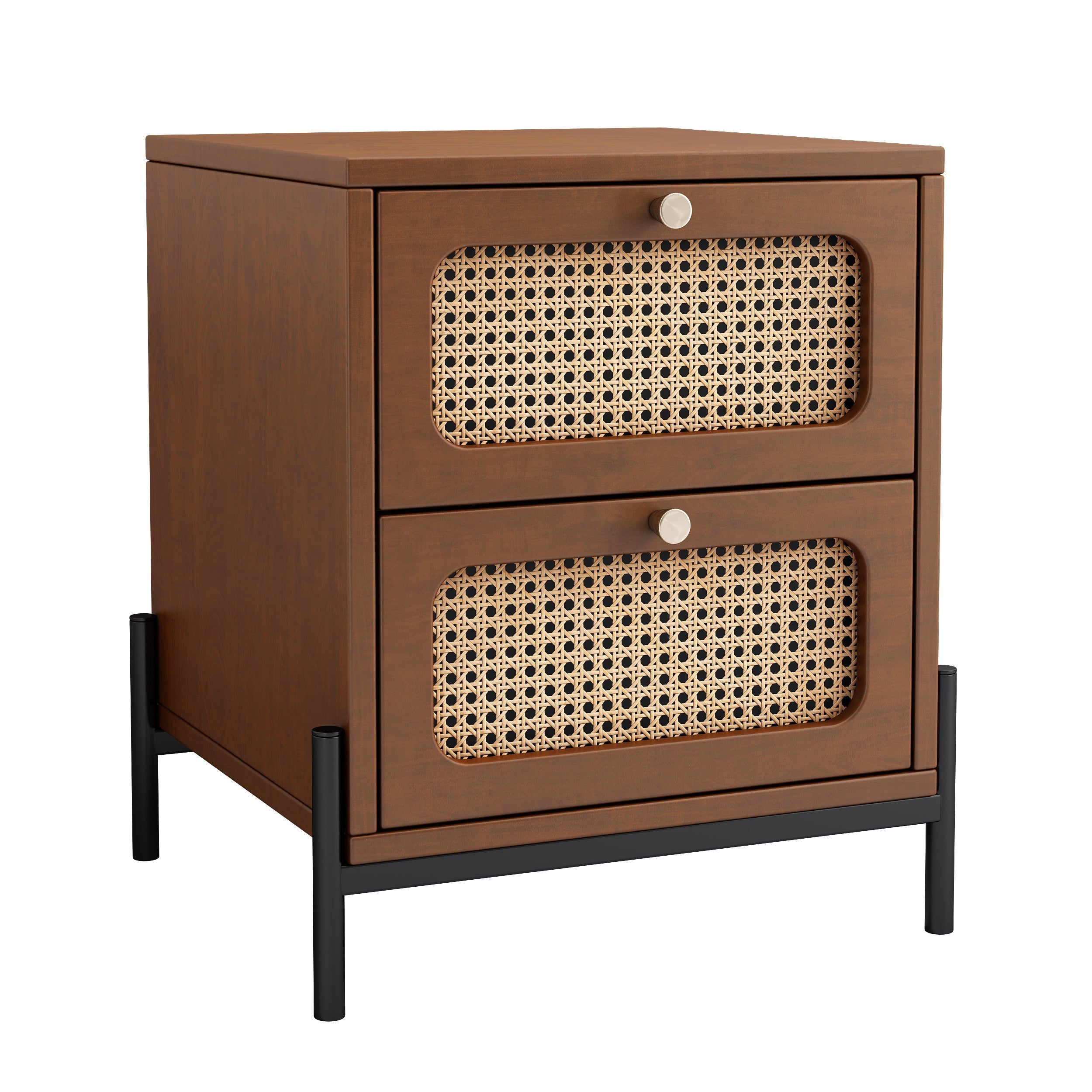 Modern Cannage Rattan Nightstand - 2 Drawers-American Furniture Outlet