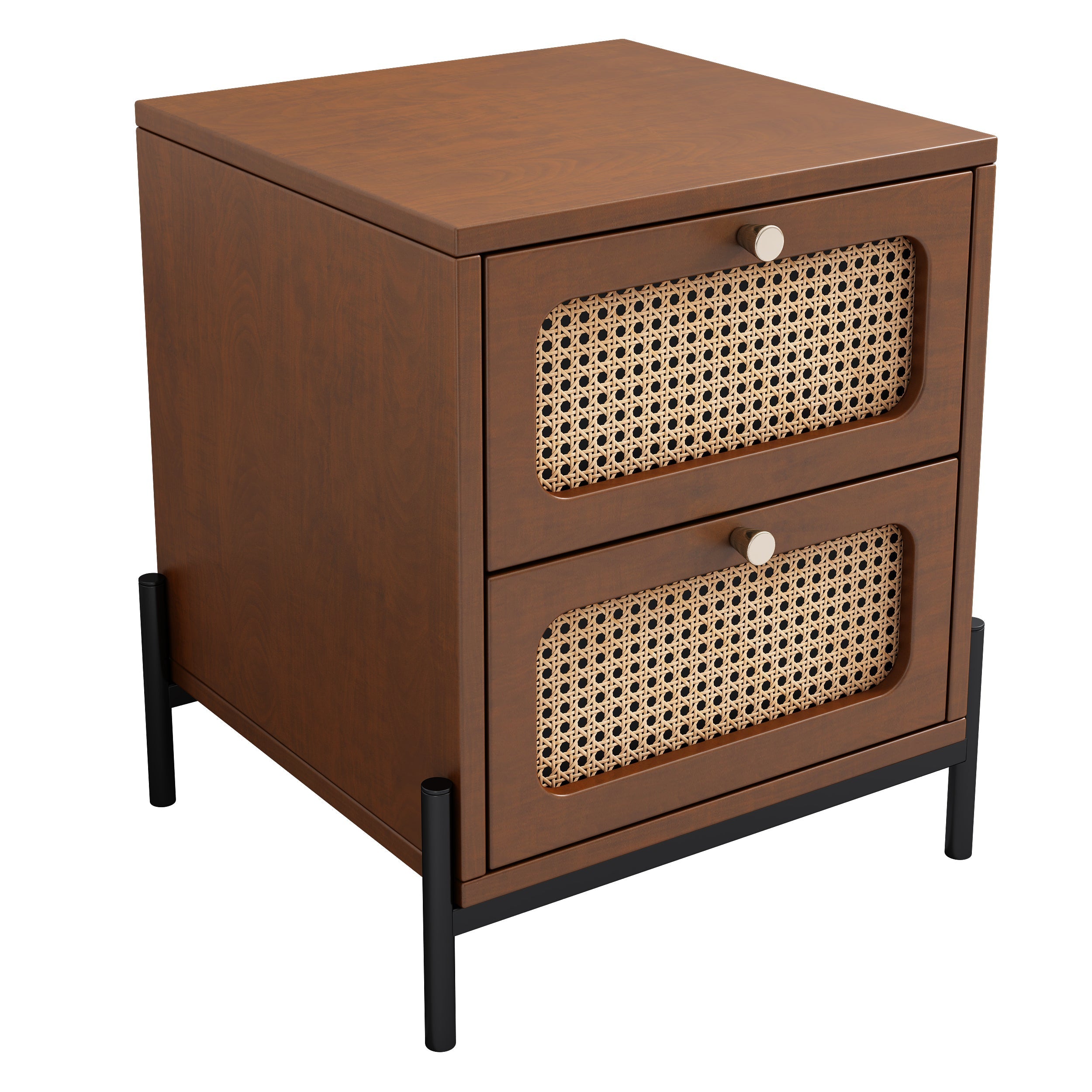 Modern Cannage Rattan Nightstand - 2 Drawers-American Furniture Outlet