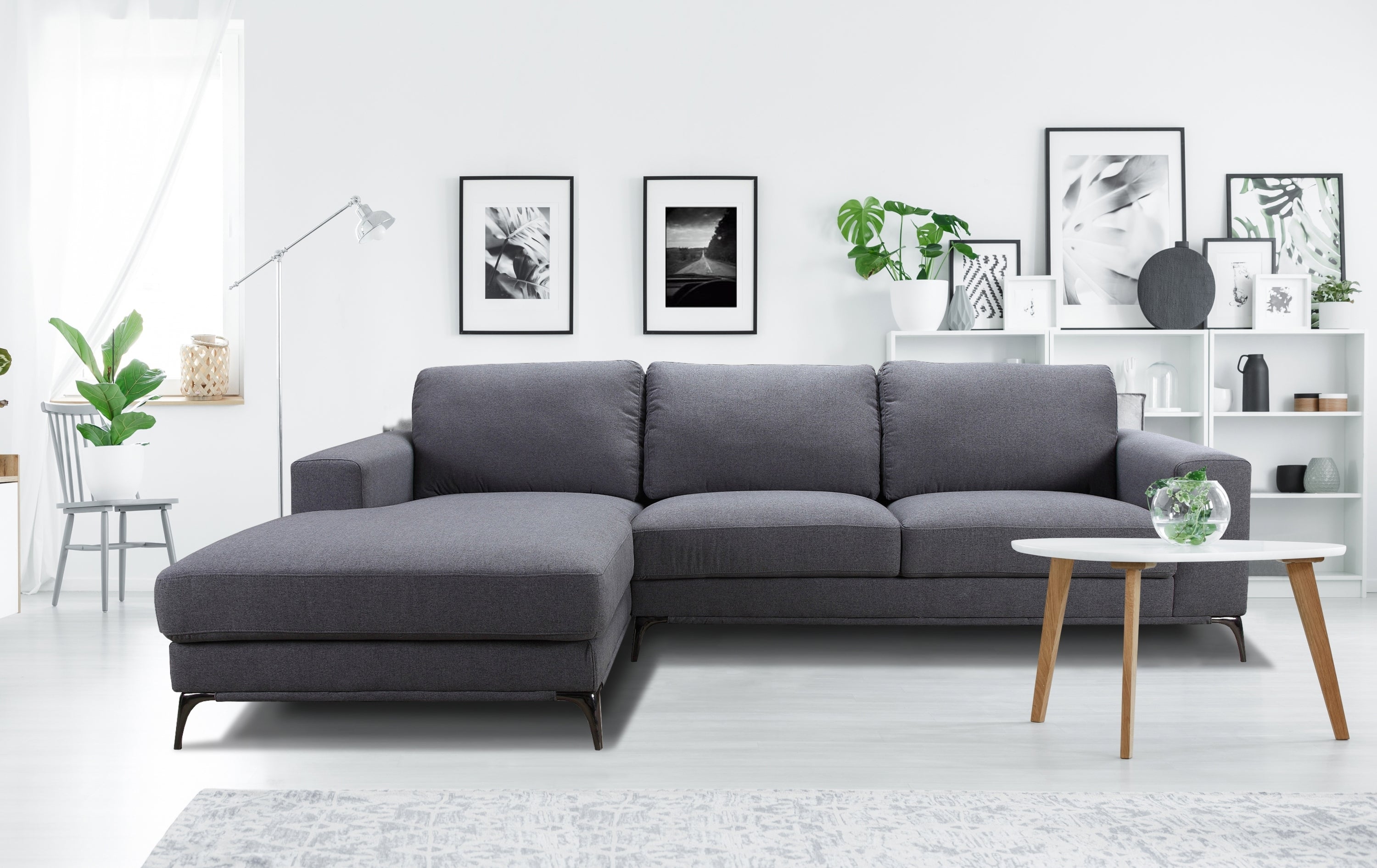 Modern Comfort: Carlo Left arm facing Sectional in Sleek Gray-American Furniture Outlet -American Furniture Outlet