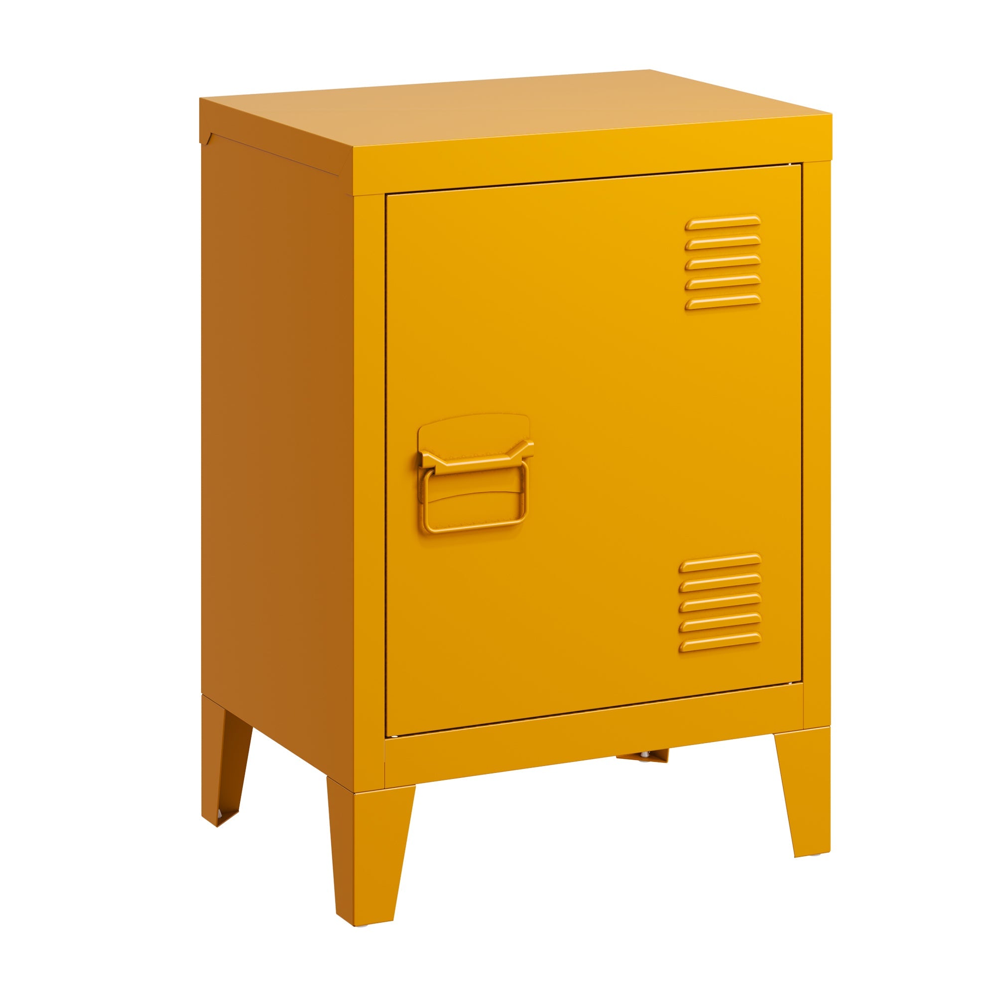 Modern Nightstand - Metal Bedside Table w/ Shelf-American Furniture Outlet