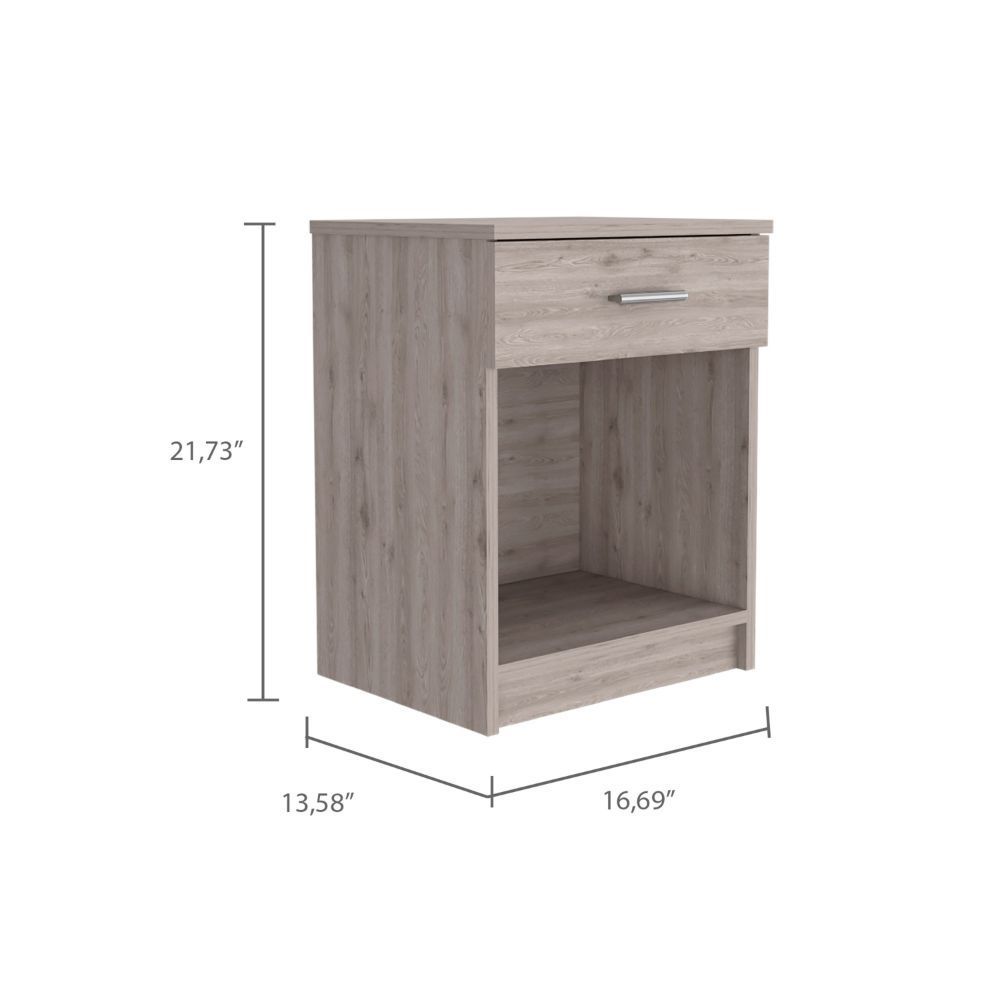 Modern Nightstand w/ Drawer & Shelf - Light Gray-American Furniture Outlet