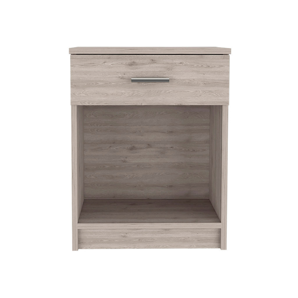 Modern Nightstand w/ Drawer & Shelf - Light Gray-American Furniture Outlet