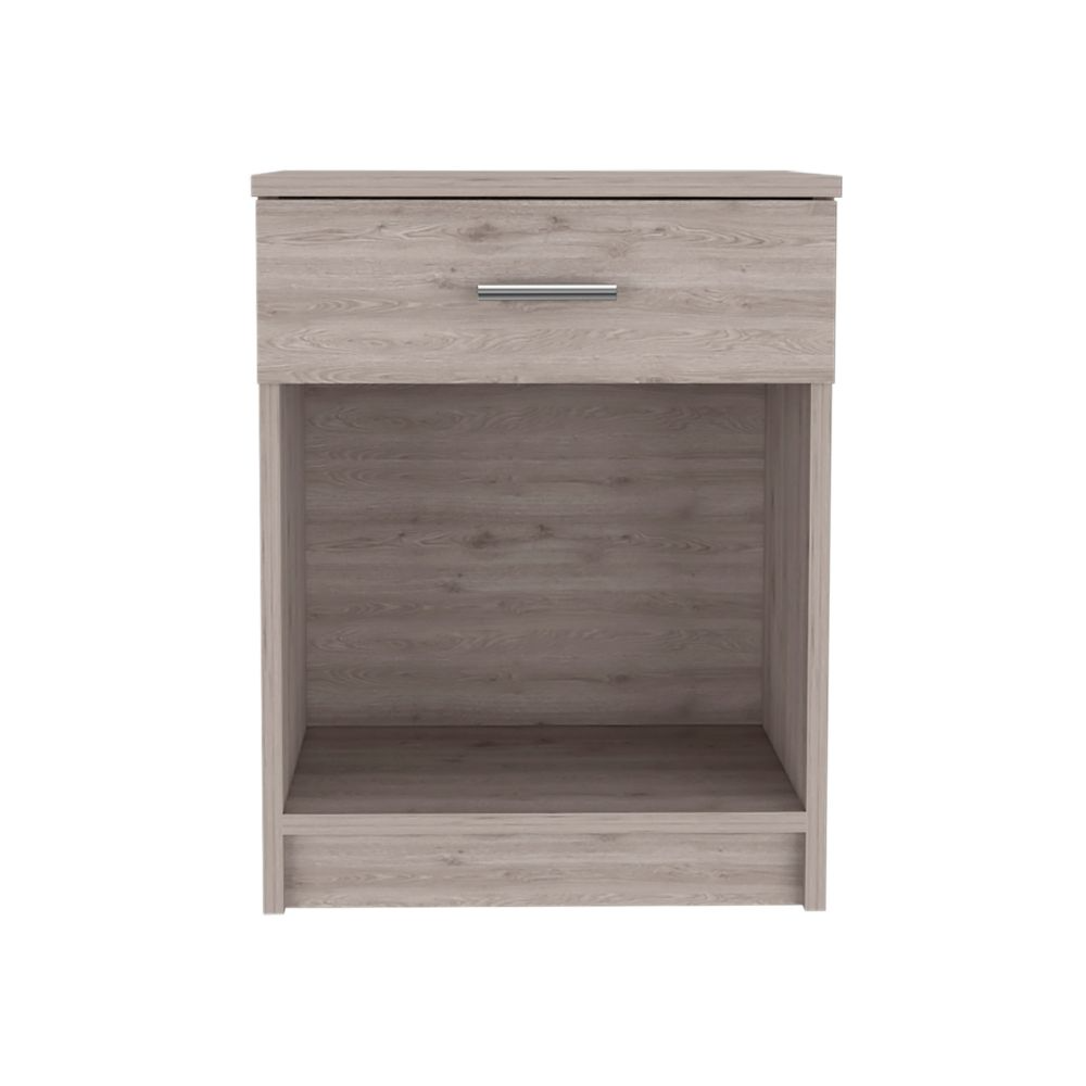 Modern Nightstand w/ Drawer & Shelf - Light Gray-American Furniture Outlet
