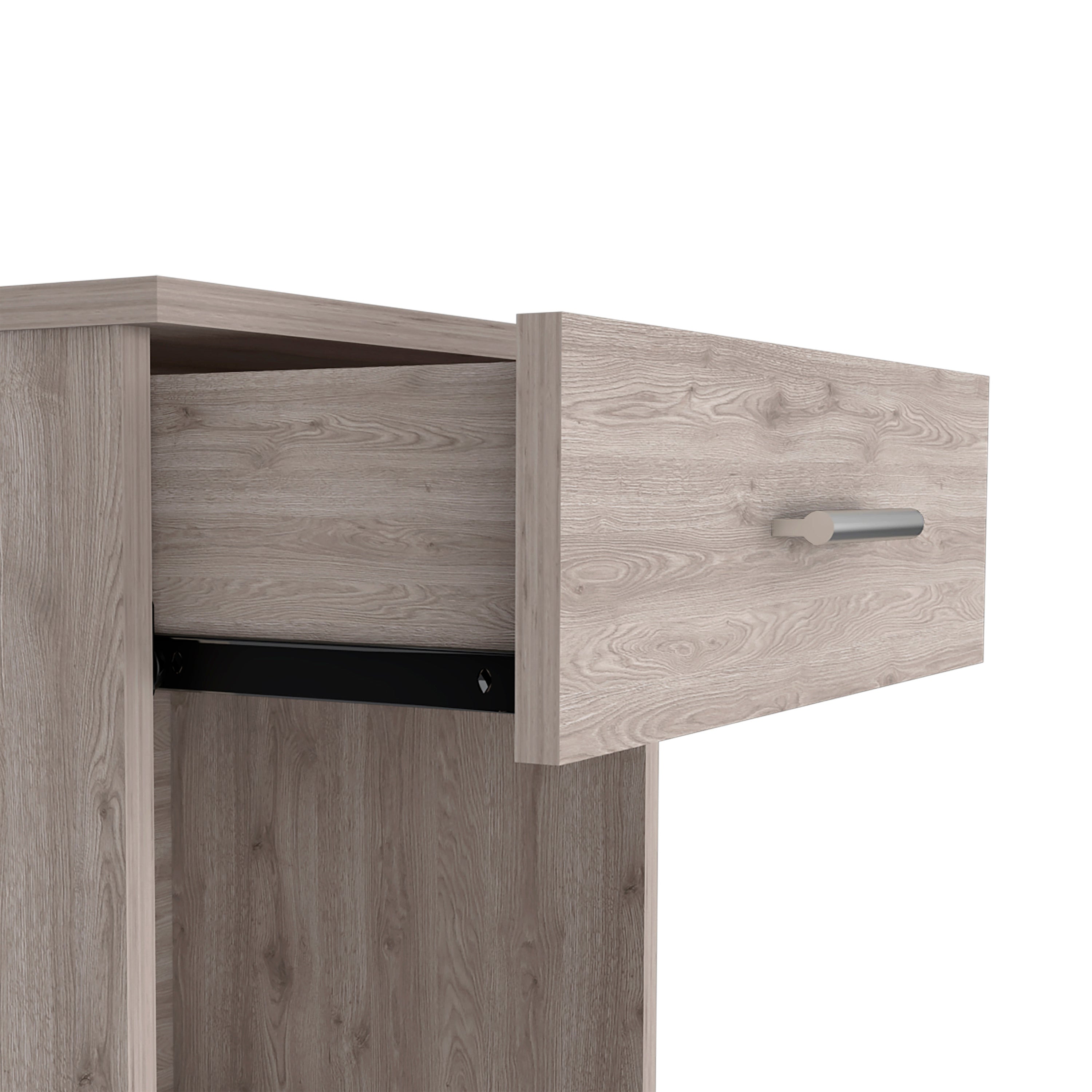 Modern Nightstand w/ Drawer & Shelf - Light Gray-American Furniture Outlet