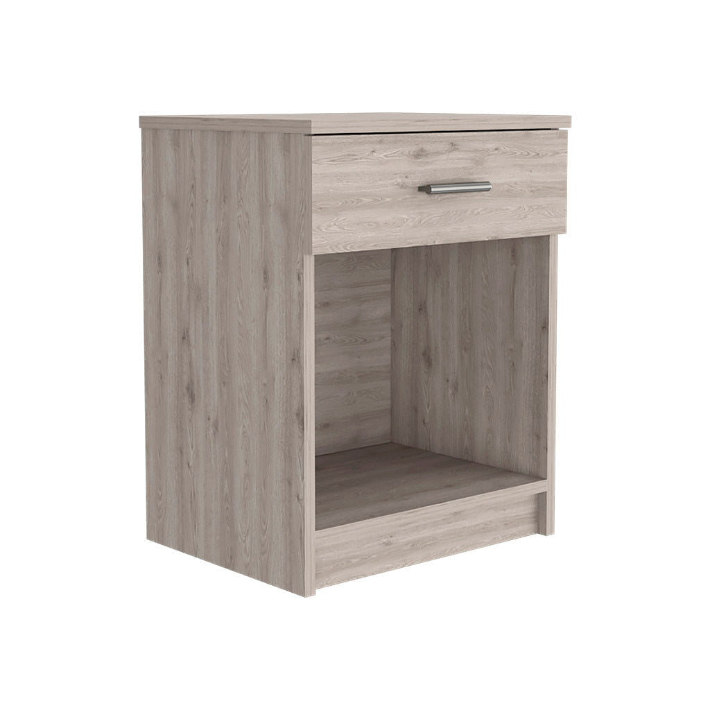 Modern Nightstand w/ Drawer & Shelf - Light Gray-American Furniture Outlet