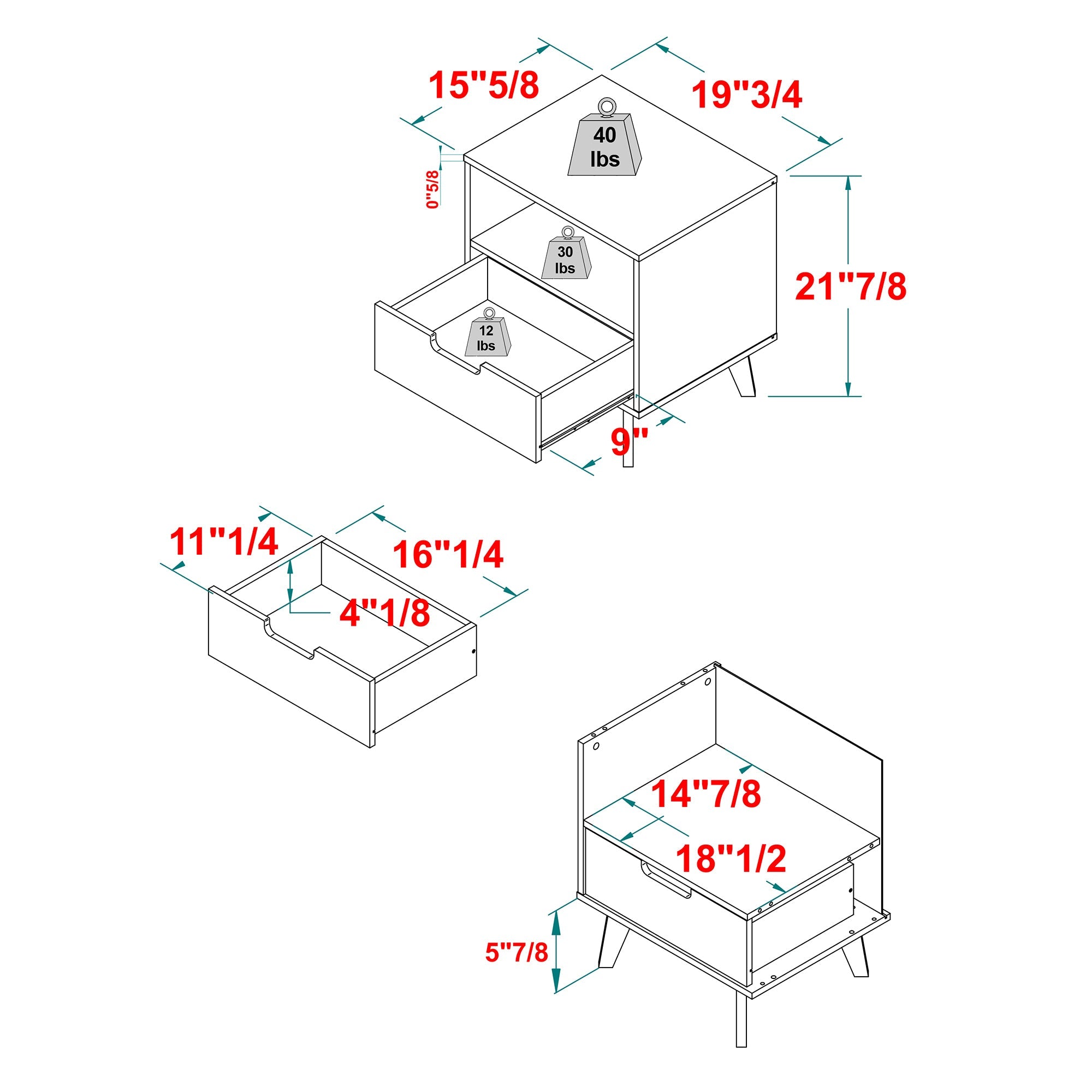 Modern Nightstand w/ O-American Furniture Outlet
