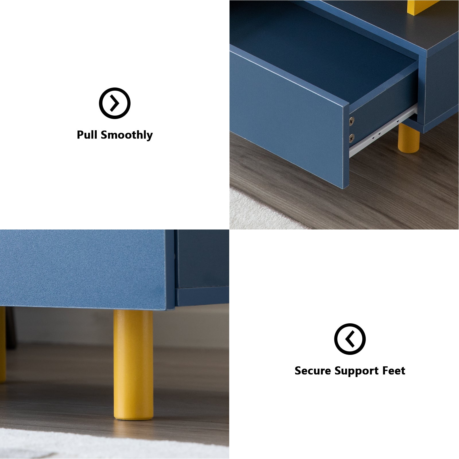Modern Nightstand w/ Storage - Yellow & Blue-American Furniture Outlet